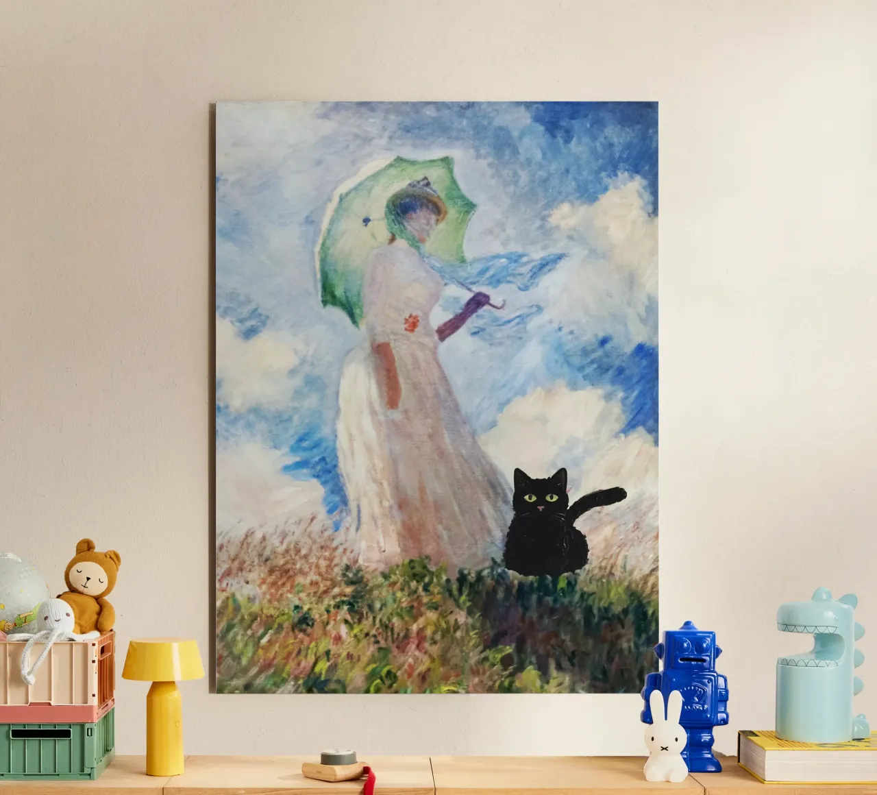 Claude Monet, Suzanne Hoschede donna con gatto nero alluminio dibond da Peaches Art Prints
