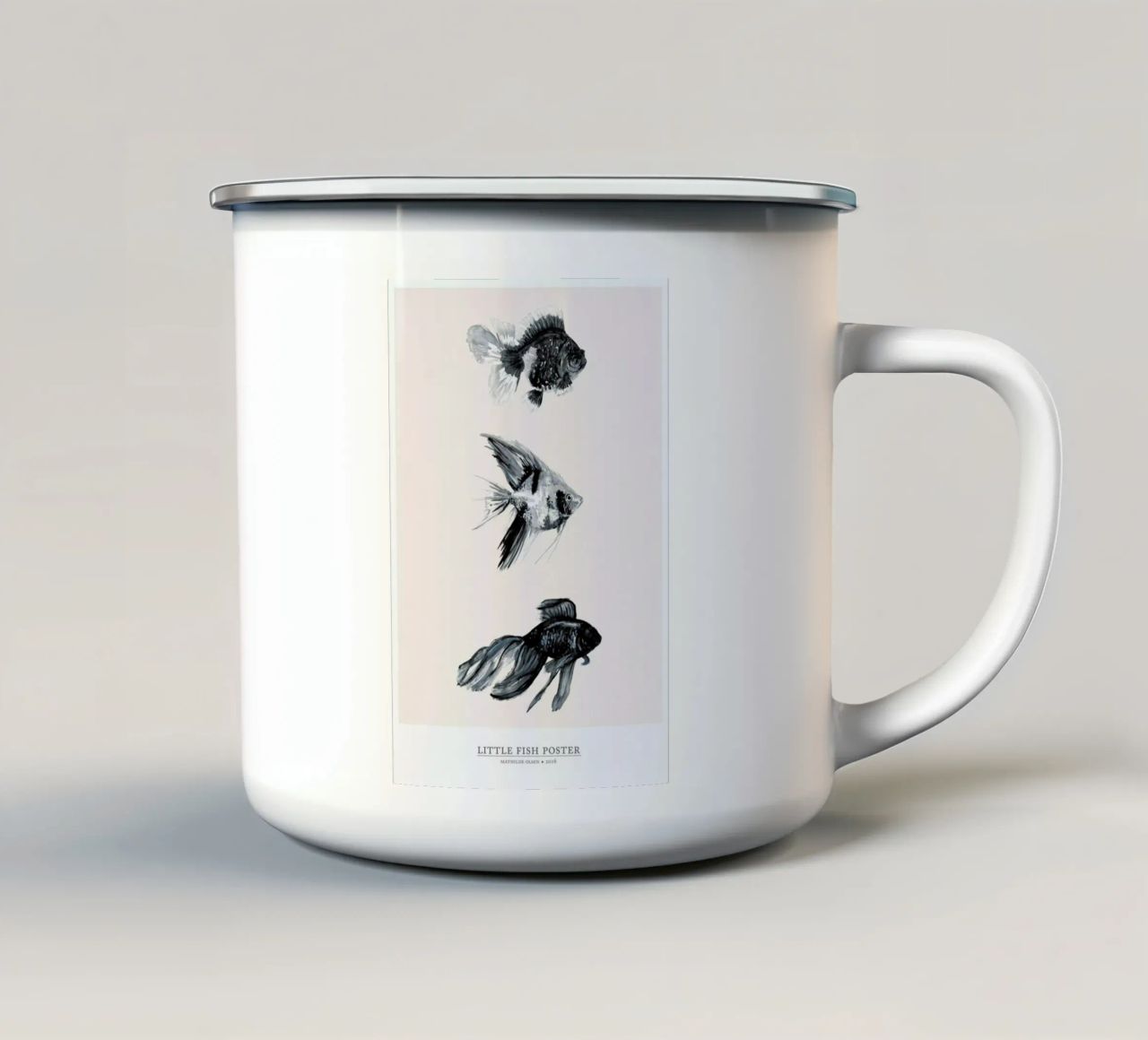 Little Fish tazza in smalto da Mathilde Olsen