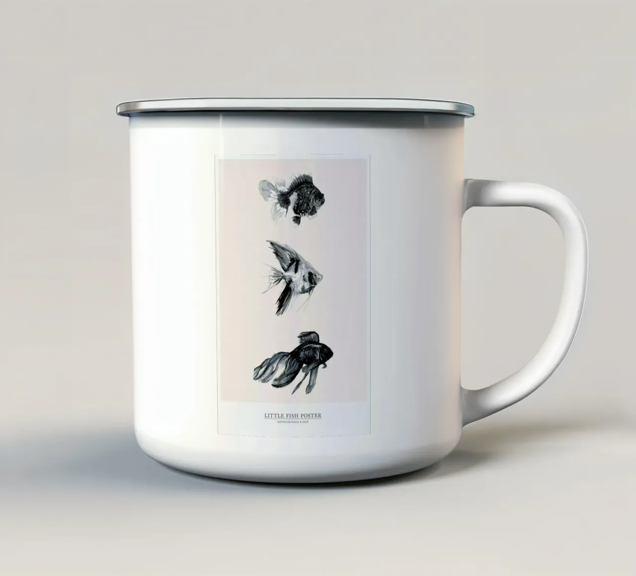 Little Fish tazza in smalto da Mathilde Olsen