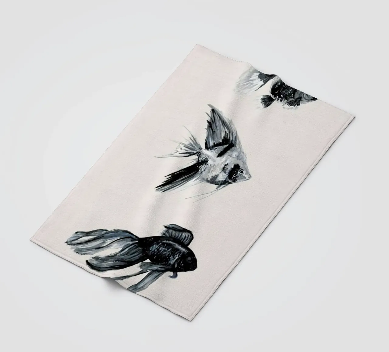 Little Fish fleece blanket by Mathilde Olsen