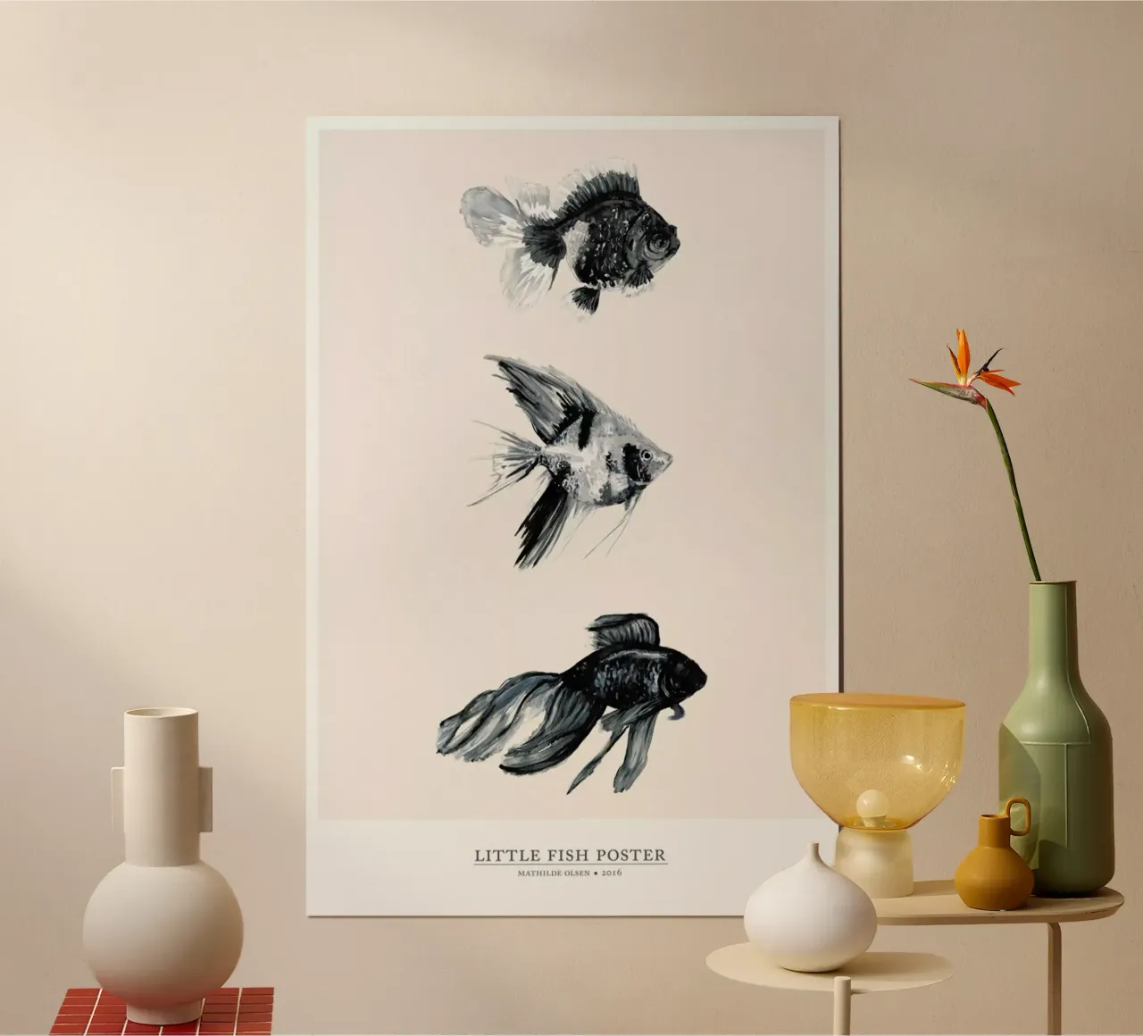 Little Fish poster con telaio in plastica da Mathilde Olsen