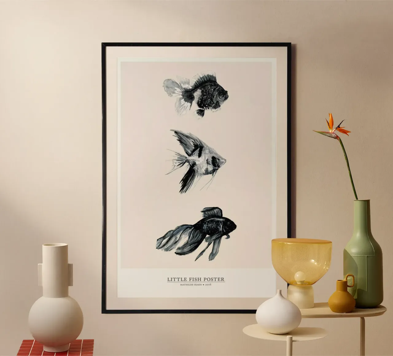 Little Fish poster con telaio in plastica da Mathilde Olsen