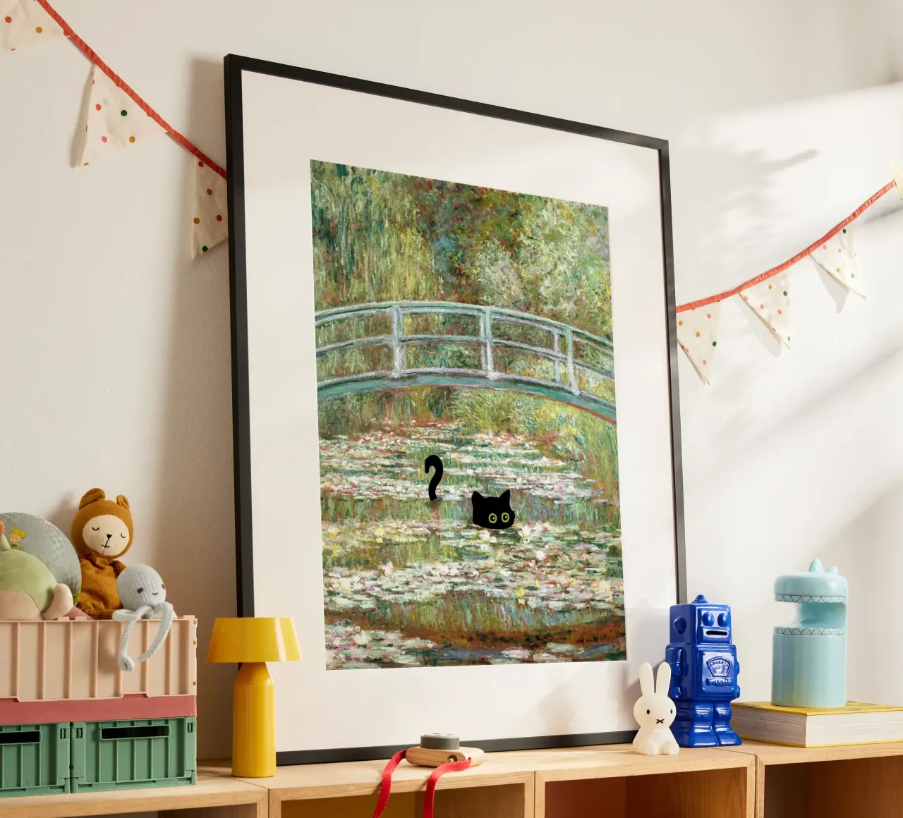 Pont du chat noir sur un étang de nénuphars par Claude Monet poster de Peaches Art Prints