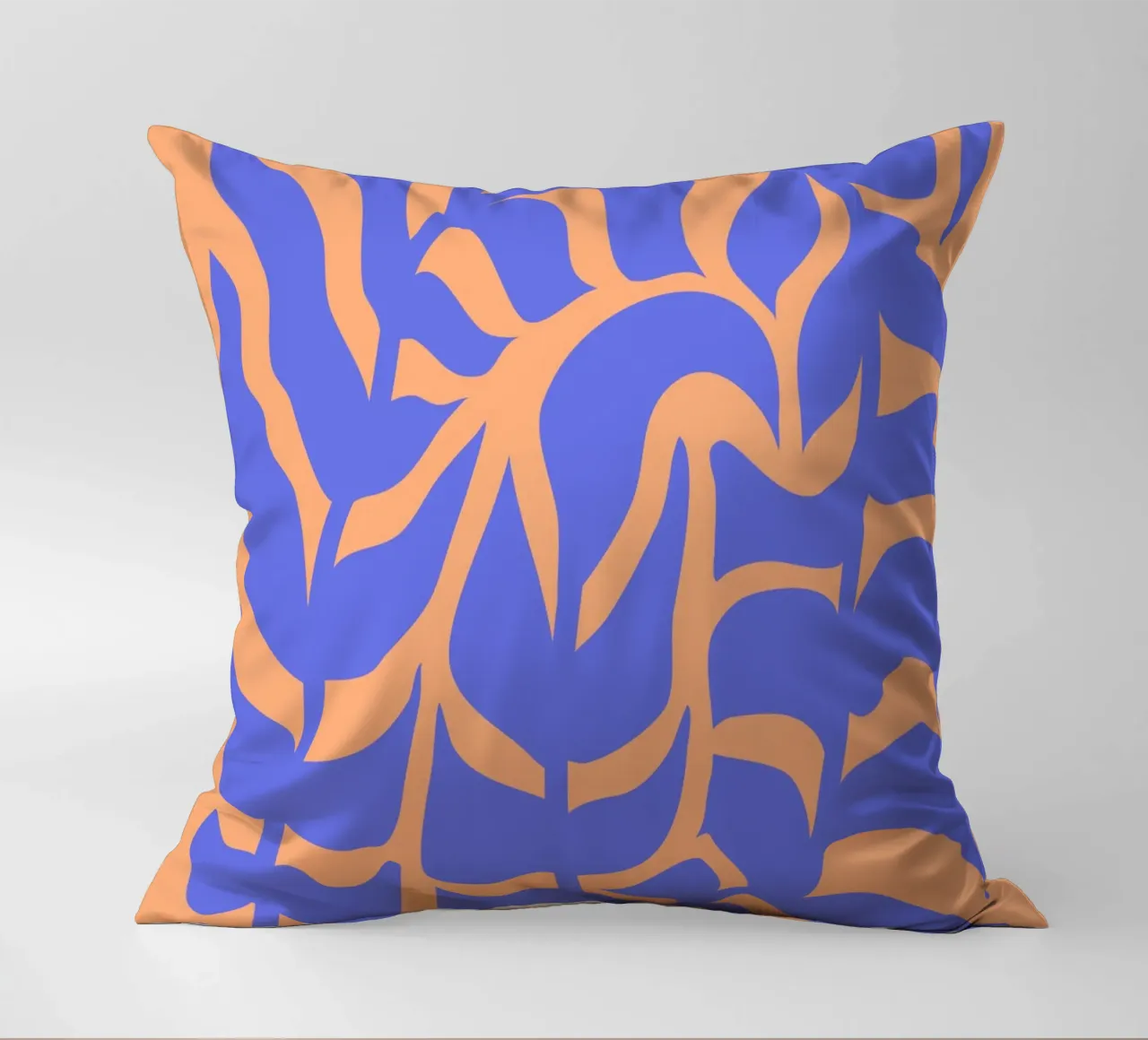 Vivid Harmony: Blue Leaf & Fiery Glow | Design Art cuscino da PrintCessStudio