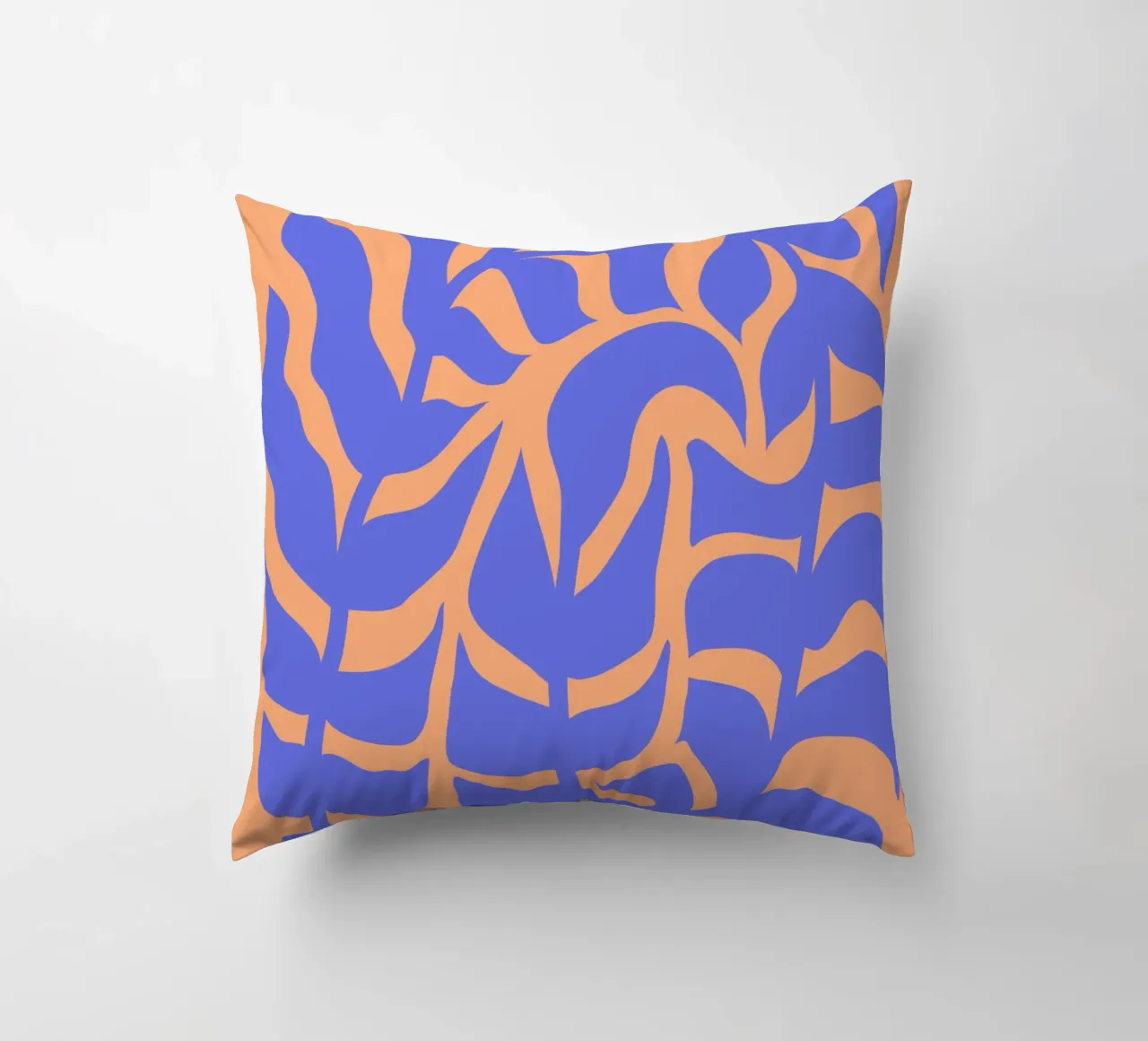 Vivid Harmony: Blue Leaf & Fiery Glow | Design Art cuscino da PrintCessStudio