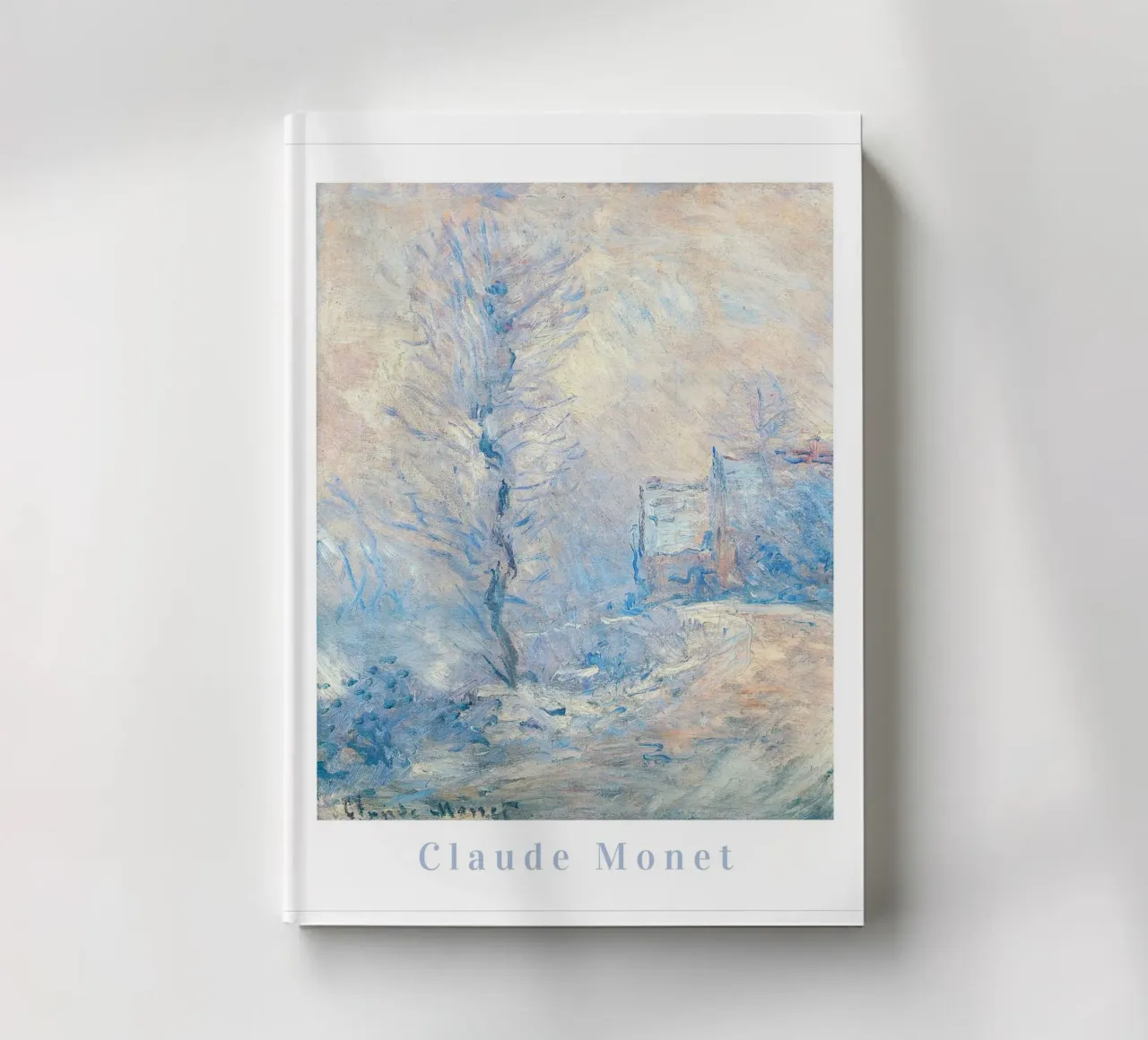 Claude Monet Winter in Giverny, Impressionist Art Blue Print notebook by ArtHaus