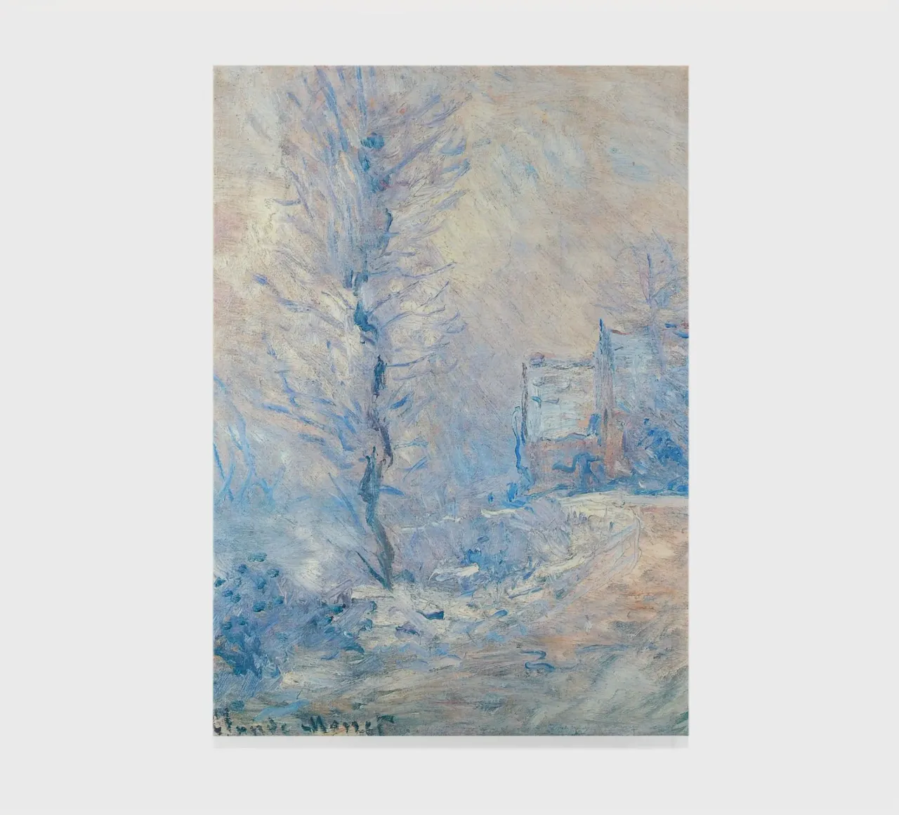 Claude Monet Winter in Giverny, Impressionist Art Blue Print notebook by ArtHaus