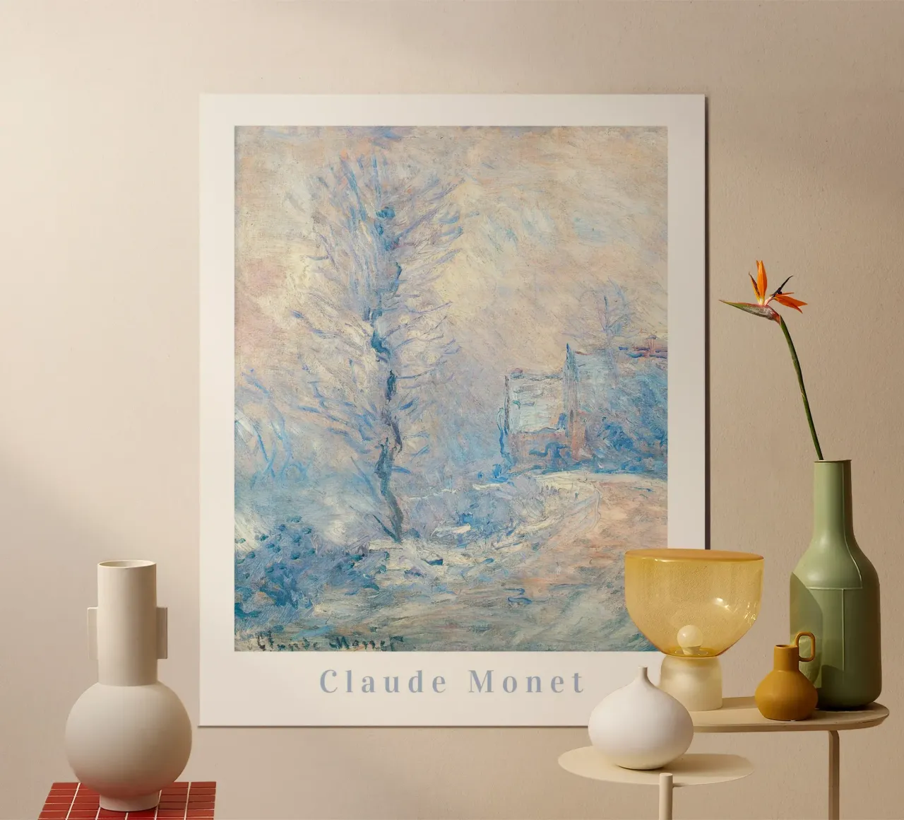 Claude Monet Hiver à Giverny, Impression Impression Impressionniste Bleue hahnemühle de ArtHaus