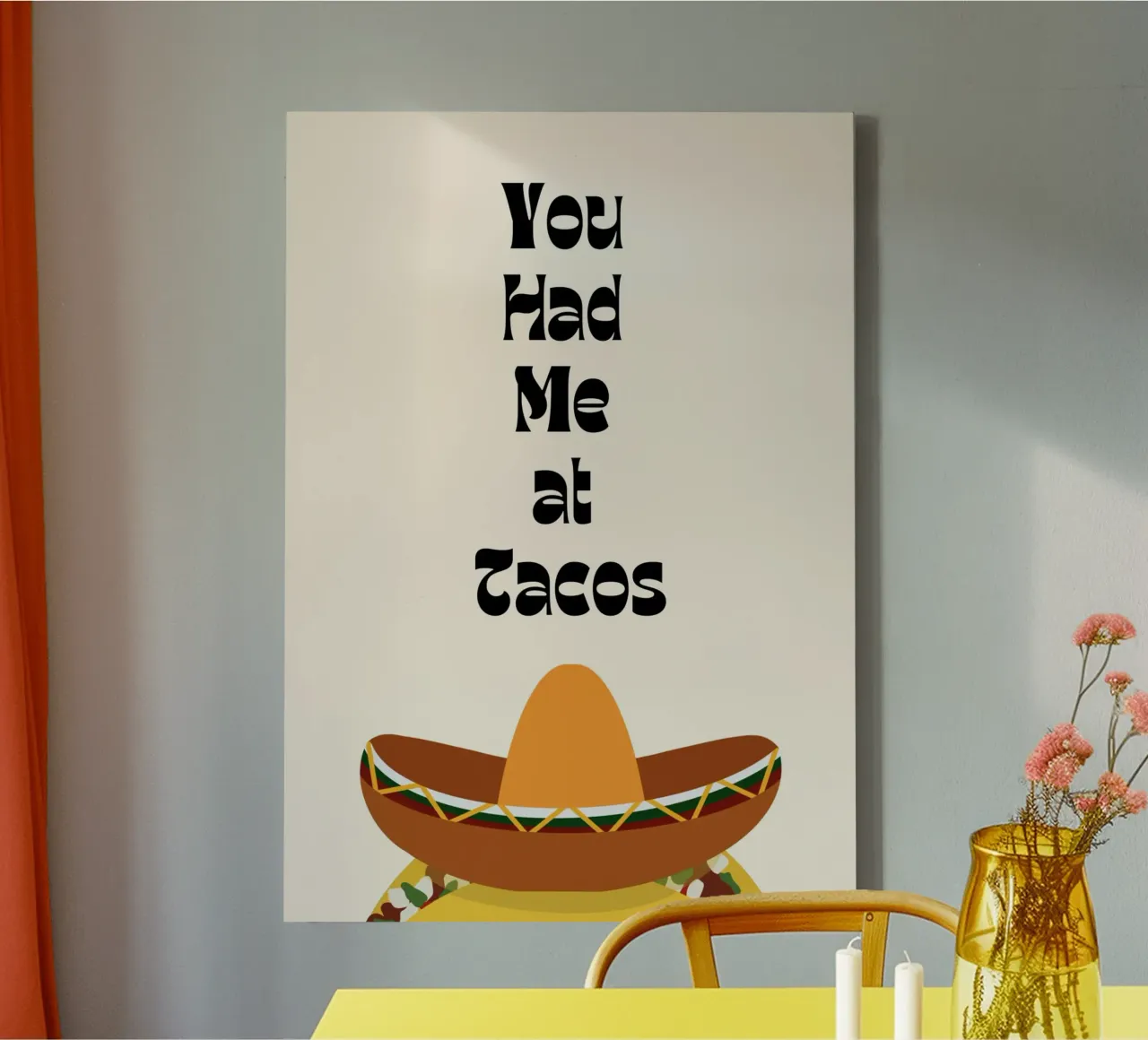 You Had Me at Tacos – Fun & Playful Print tela con Cornice a cassetta da PrintCessStudio