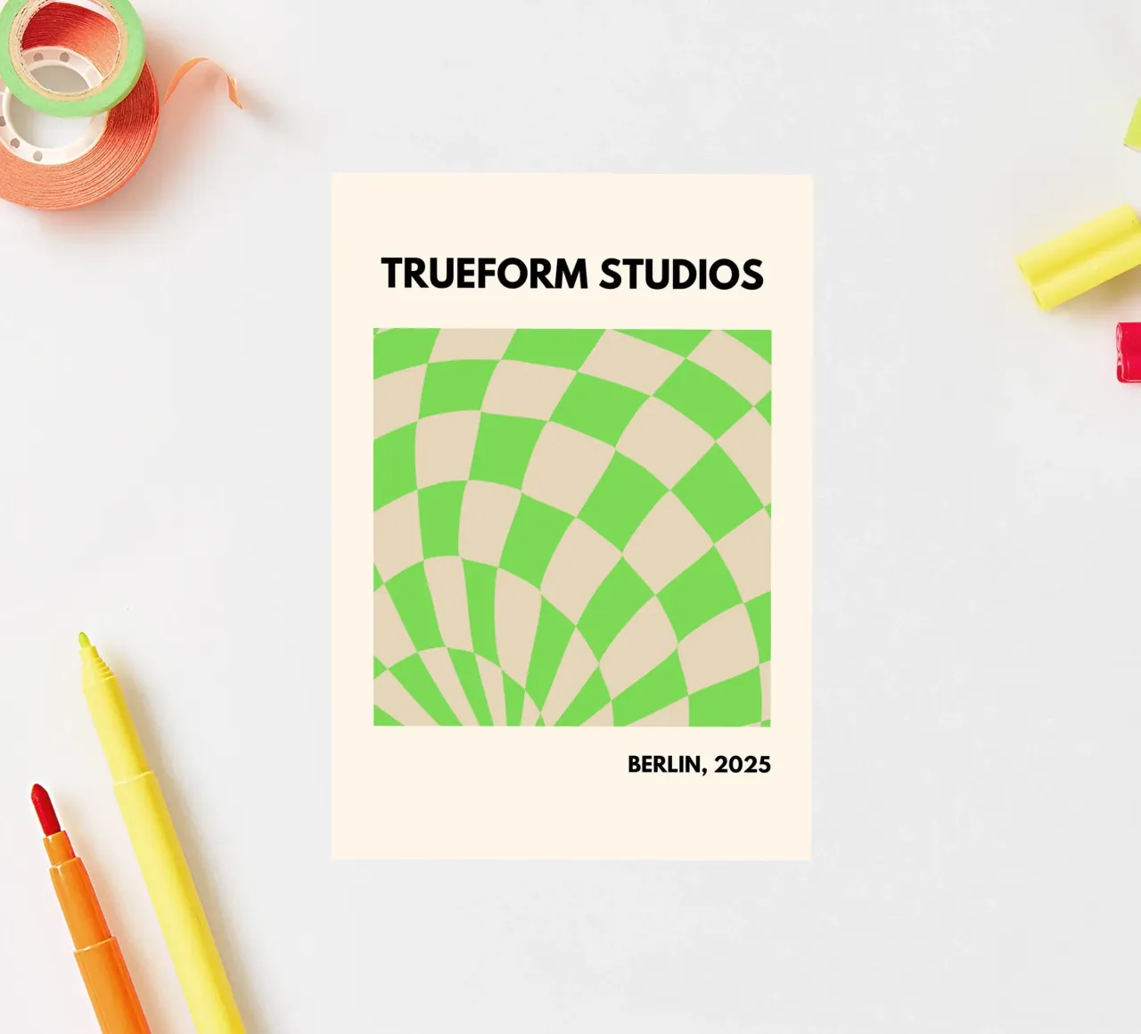 Green Checkered Vibes – Modern Design adesivo da PrintCessStudio