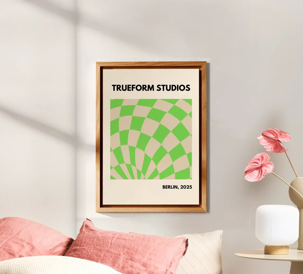 Green Checkered Vibes – Modern Design pannello forex da PrintCessStudio