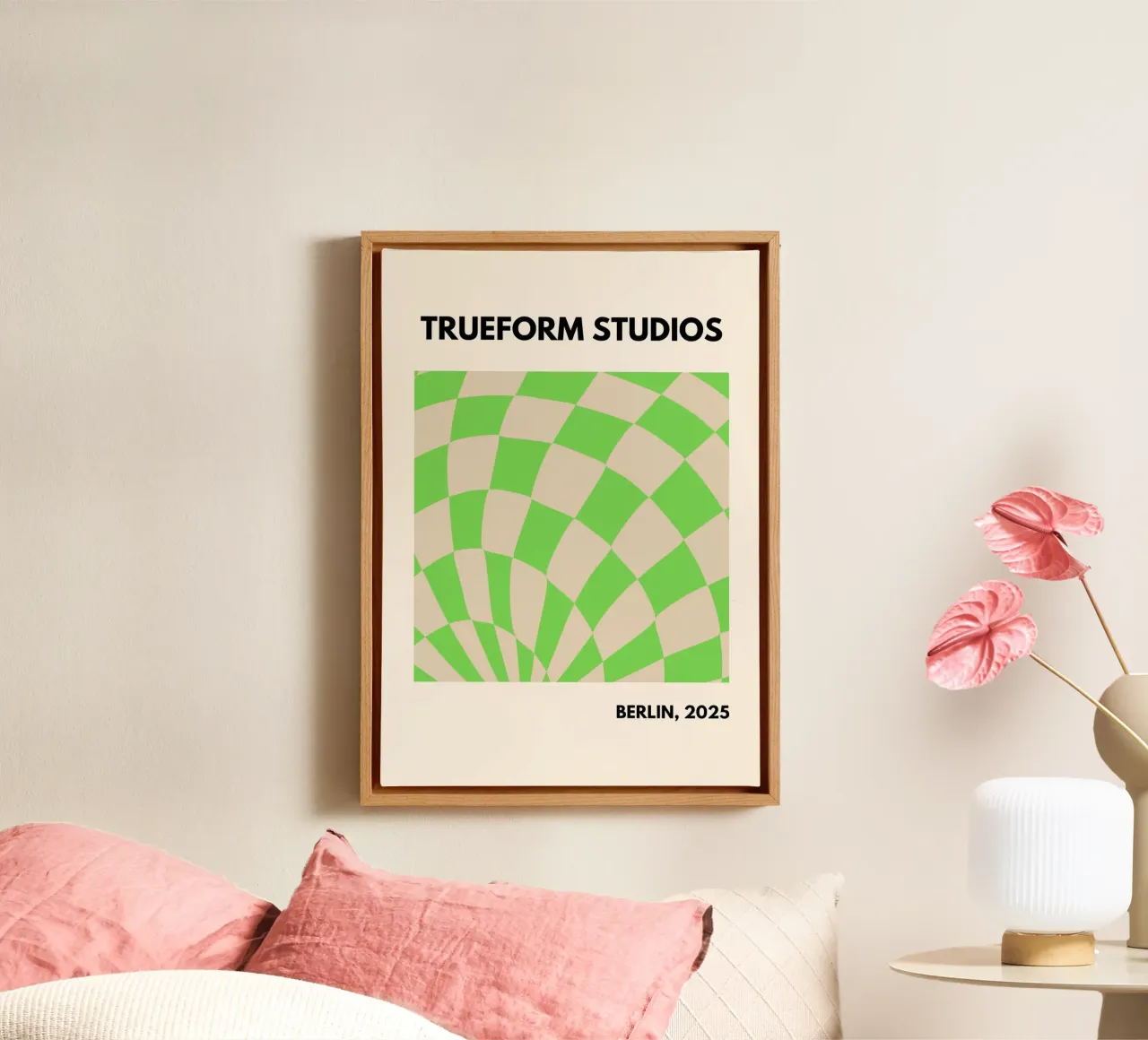 Green Checkered Vibes – Modern Design tela da PrintCessStudio