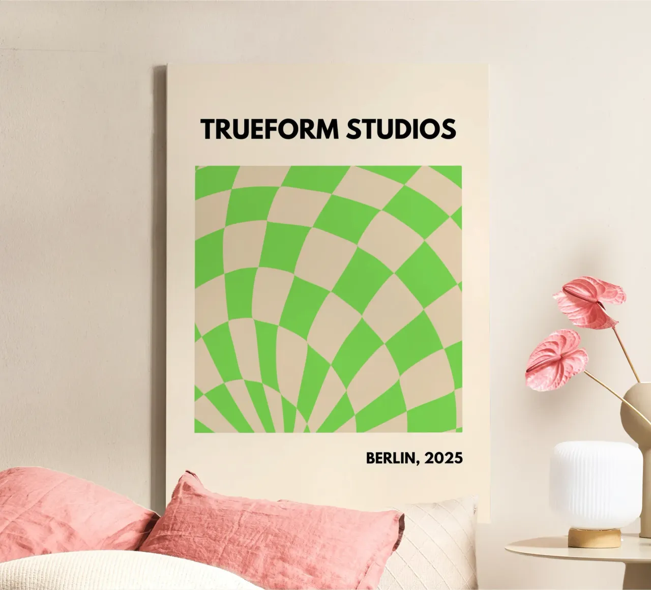 Green Checkered Vibes – Modern Design tela da PrintCessStudio