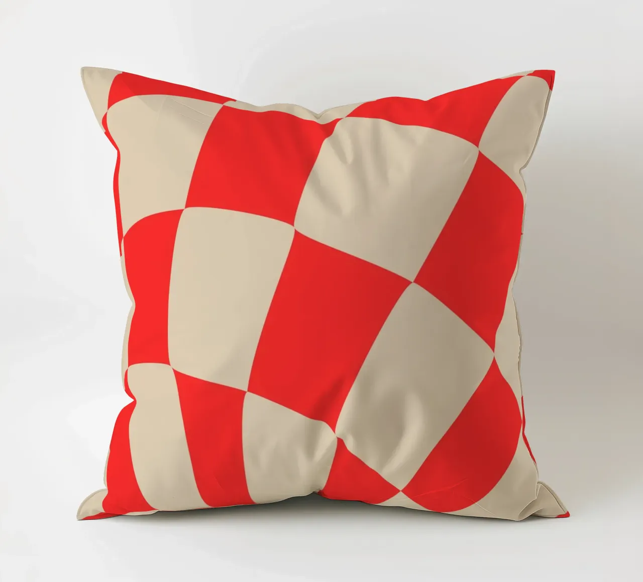 Twisted Red Checkered Design – Bold & Modern Art cuscino da PrintCessStudio