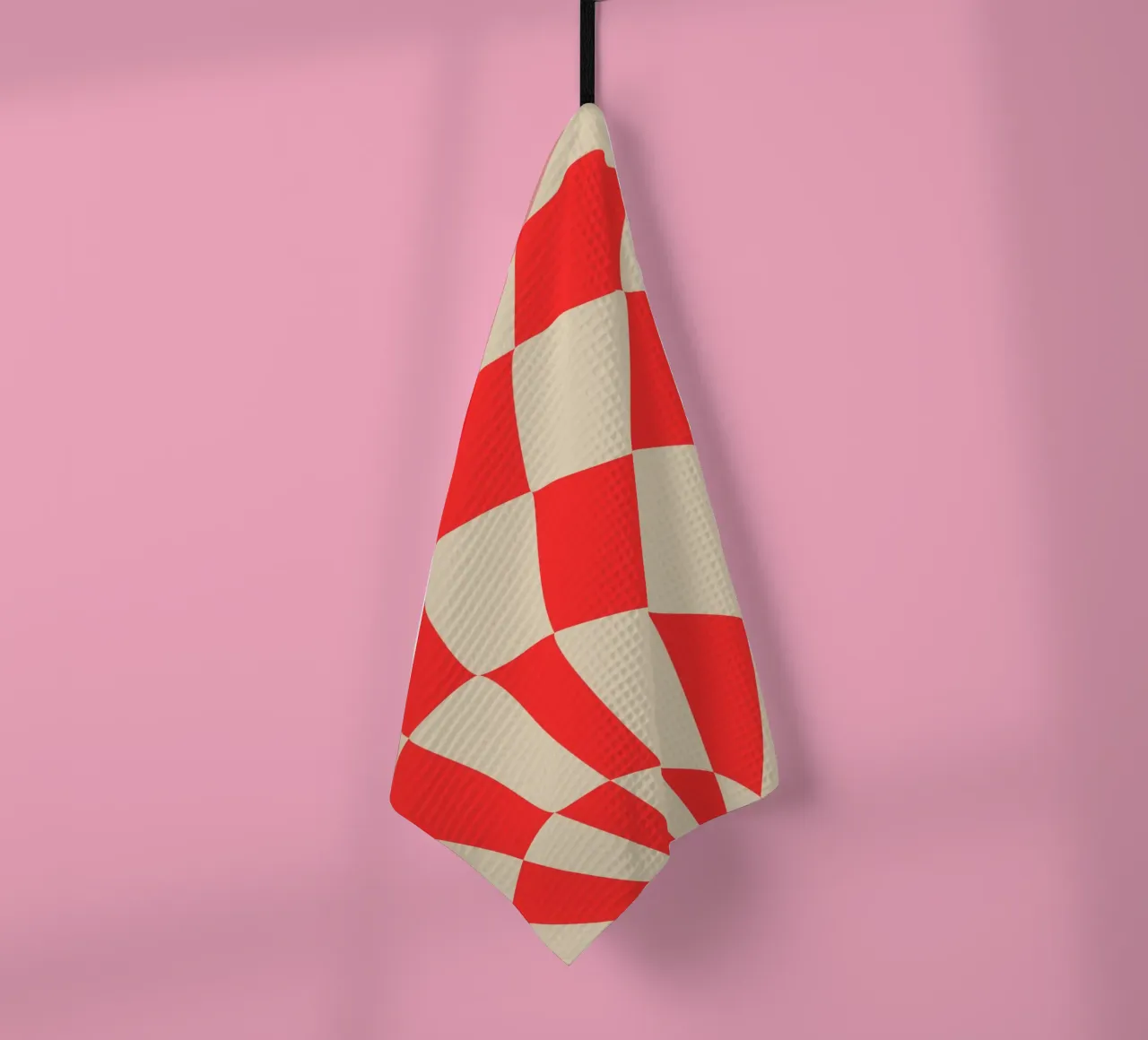 Twisted Red Checkered Design – Bold & Modern Art canovaccio da cucina da PrintCessStudio