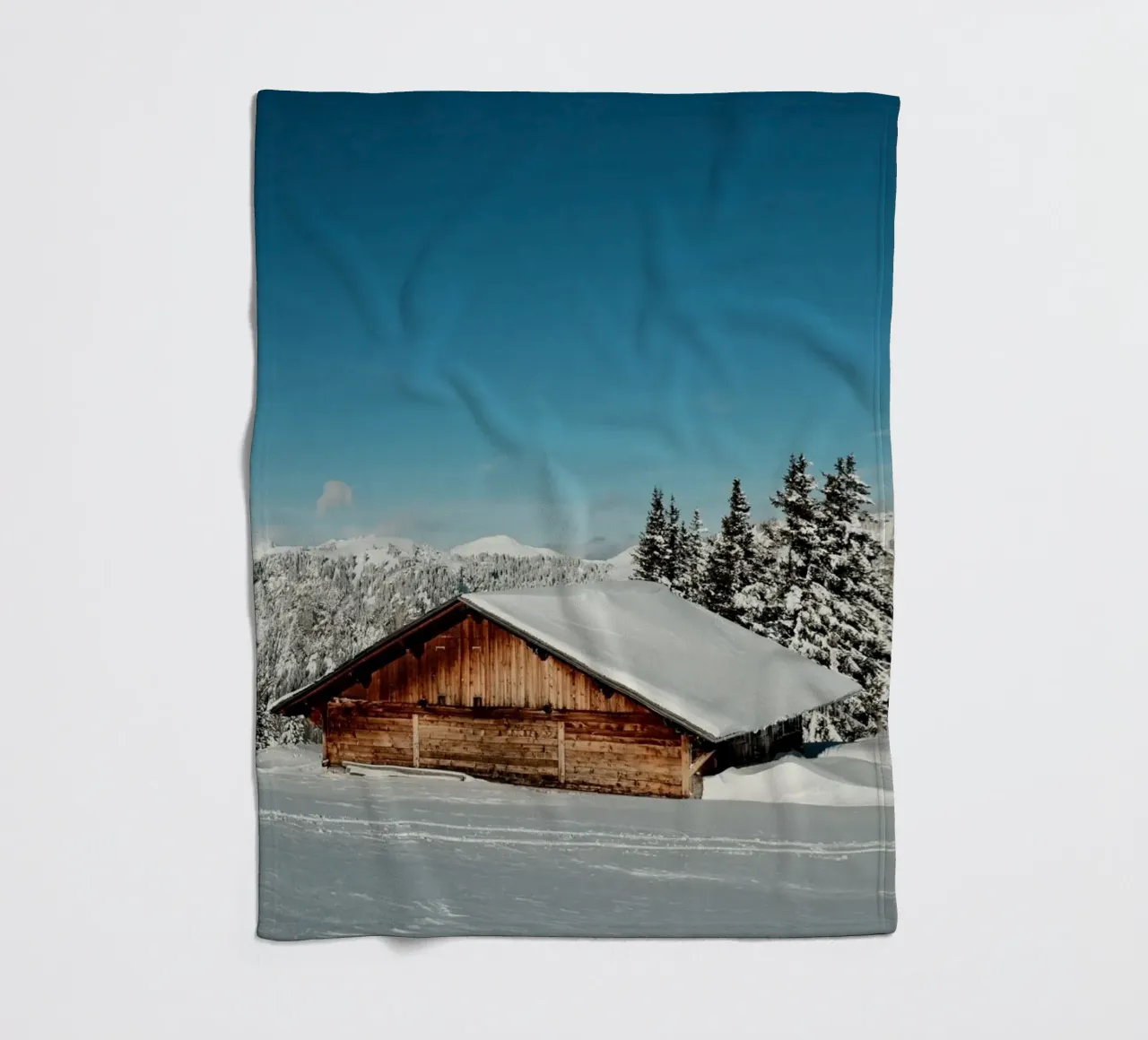 Alpine Winter Retreat fleece blanket by FujiSwiss