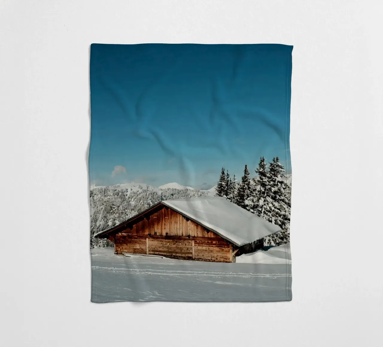 Alpine Winter Retreat fleece blanket by FujiSwiss
