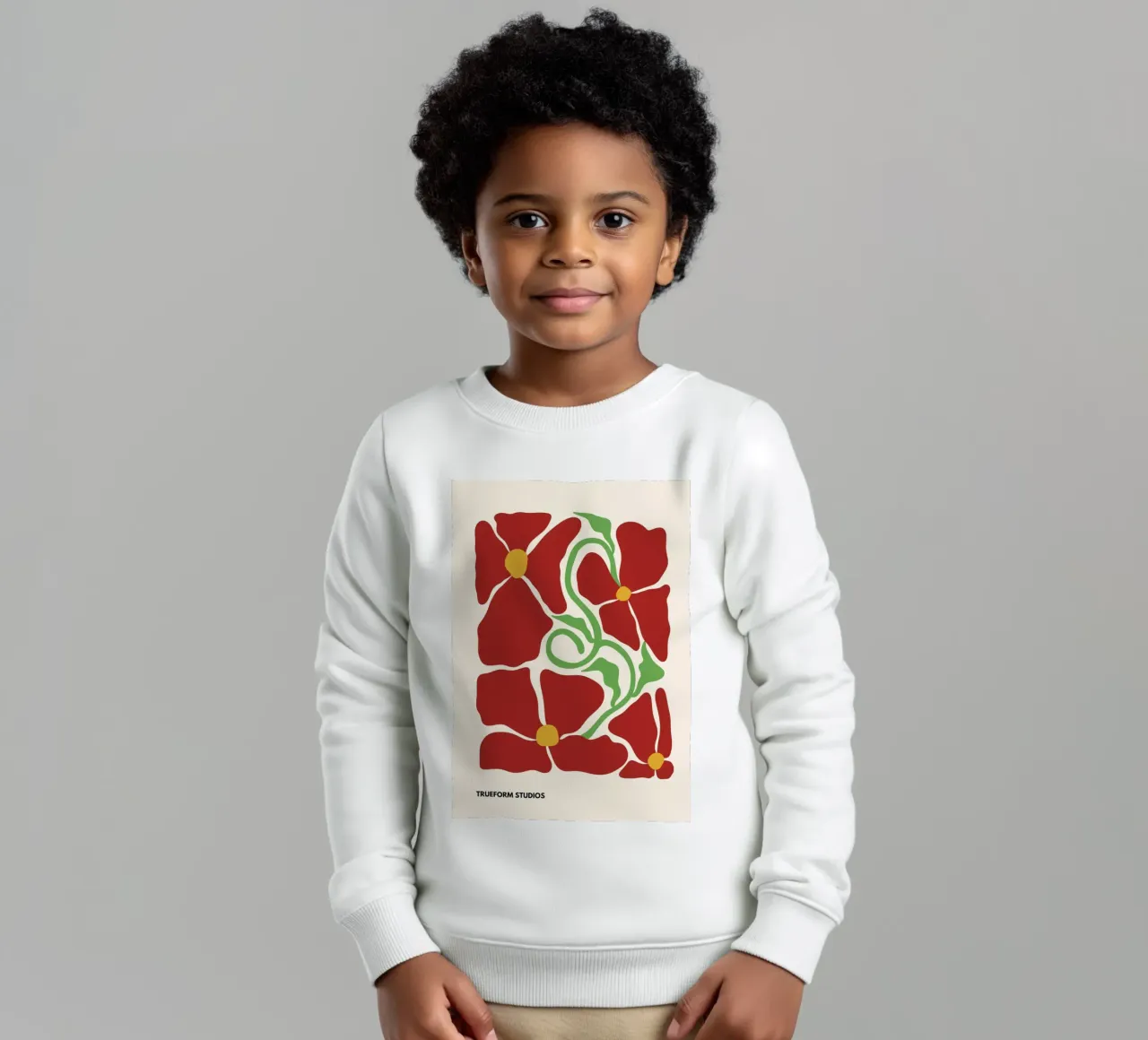 Red Blossom Dreams: Abstract Floral Design felpa bambino da PrintCessStudio