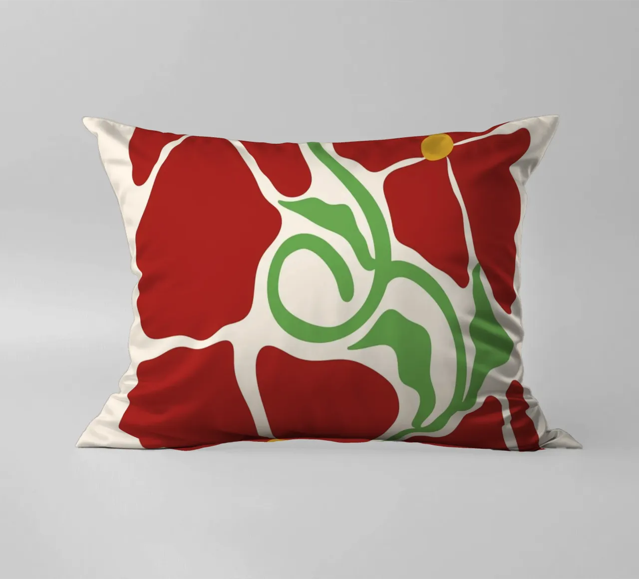 Red Blossom Dreams: Abstract Floral Design cuscino da PrintCessStudio