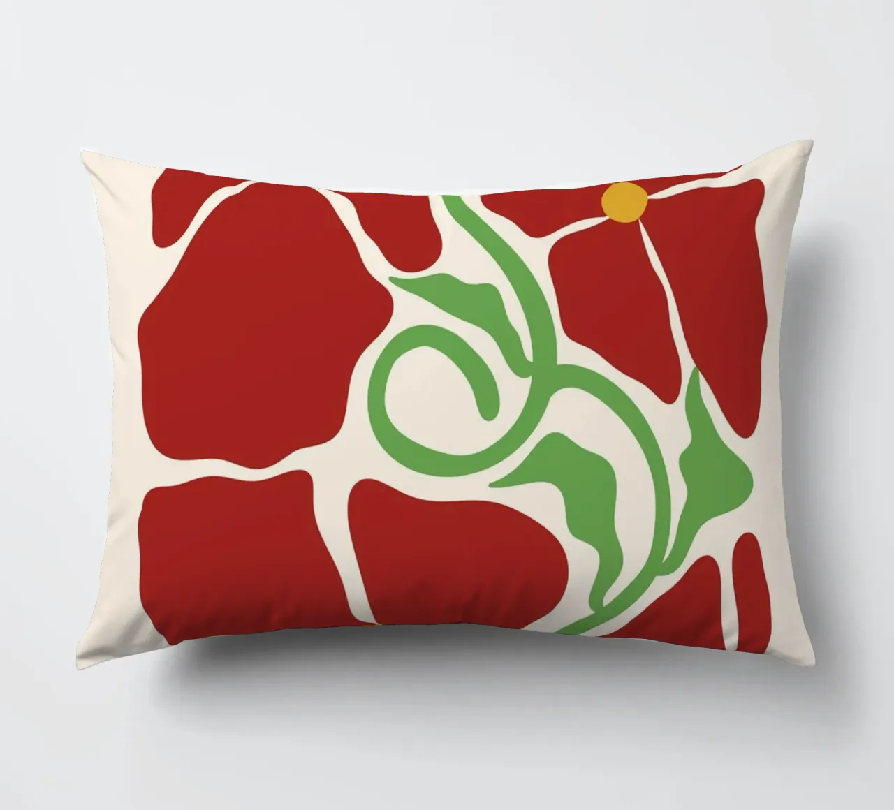 Red Blossom Dreams: Abstract Floral Design cuscino da PrintCessStudio