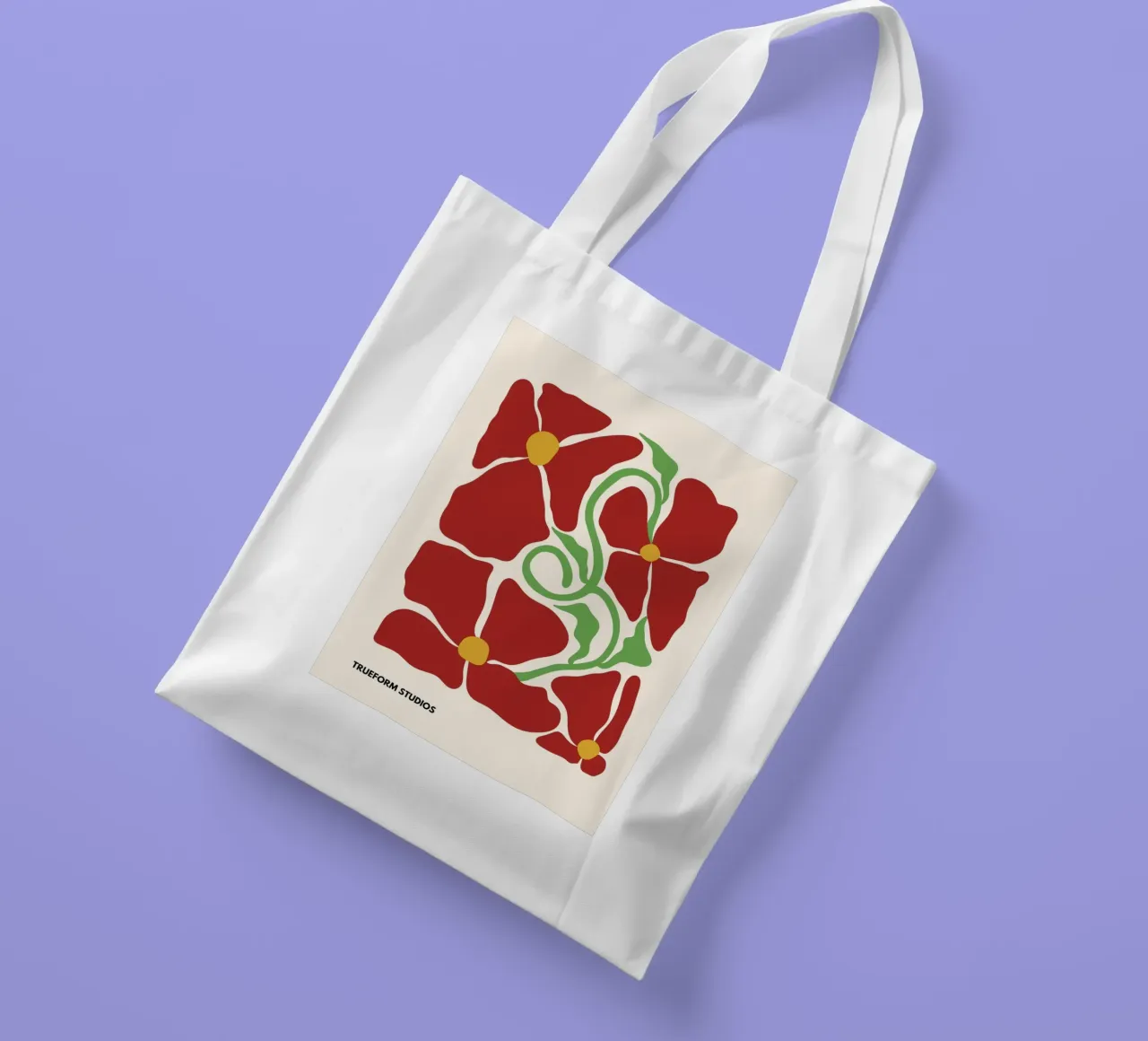Red Blossom Dreams: Abstract Floral Design borsa in juta da PrintCessStudio