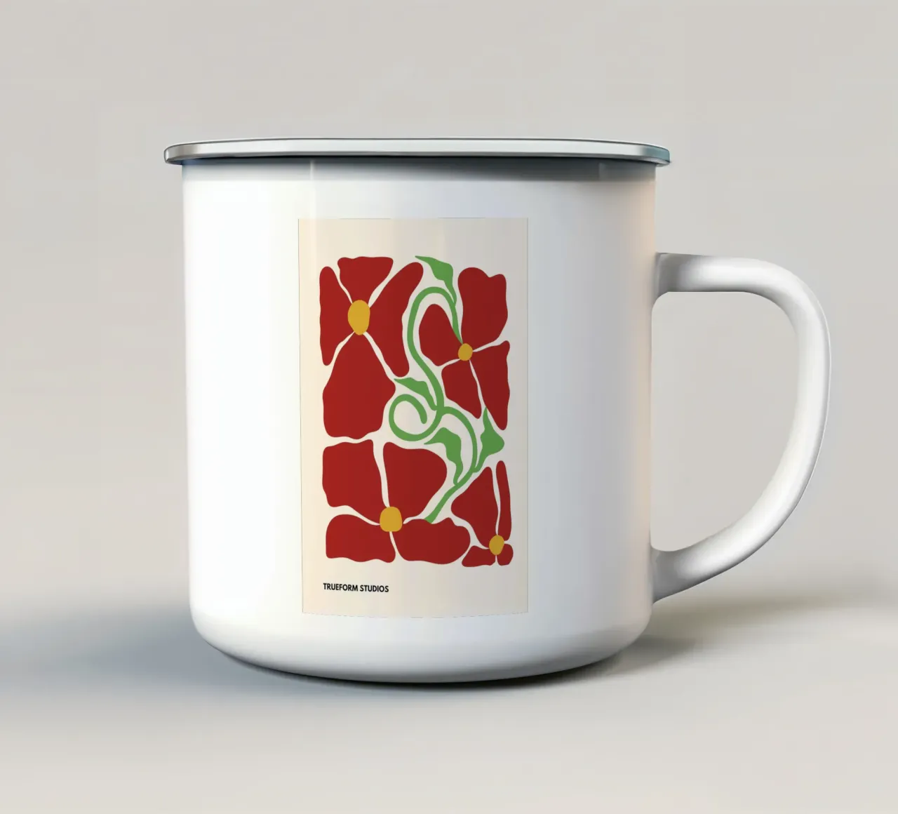 Red Blossom Dreams: Abstract Floral Design tazza in smalto da PrintCessStudio