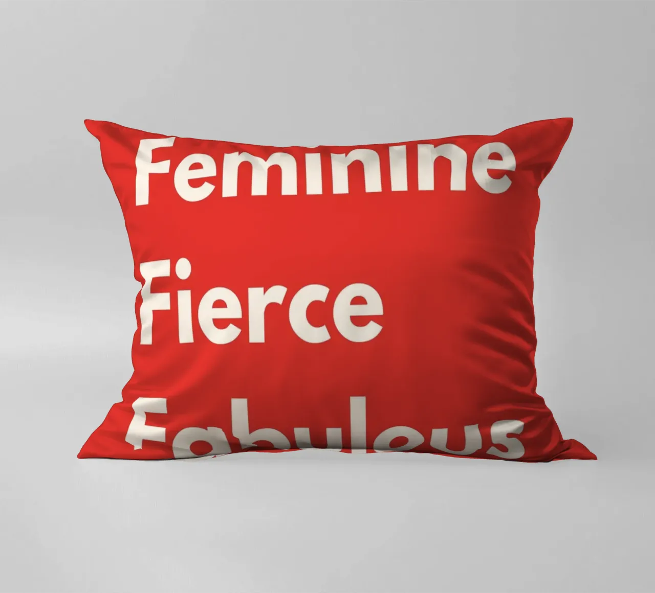 Feminine, Fierce, Fabulous – Red Art Print cuscino da PrintCessStudio