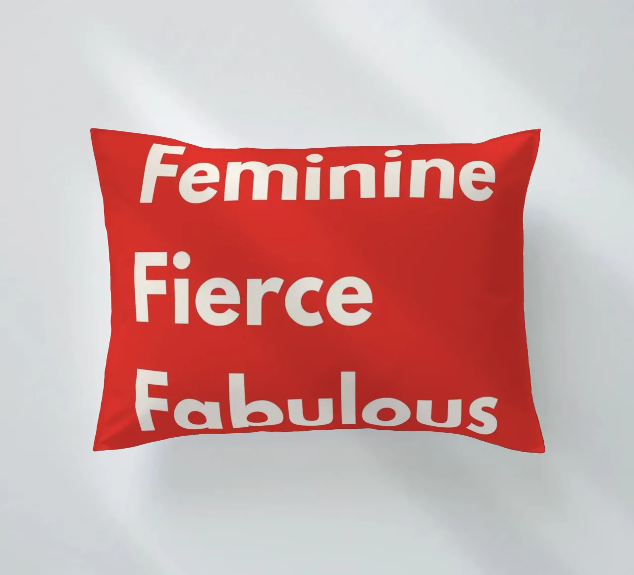 Feminine, Fierce, Fabulous – Red Art Print cuscino da PrintCessStudio