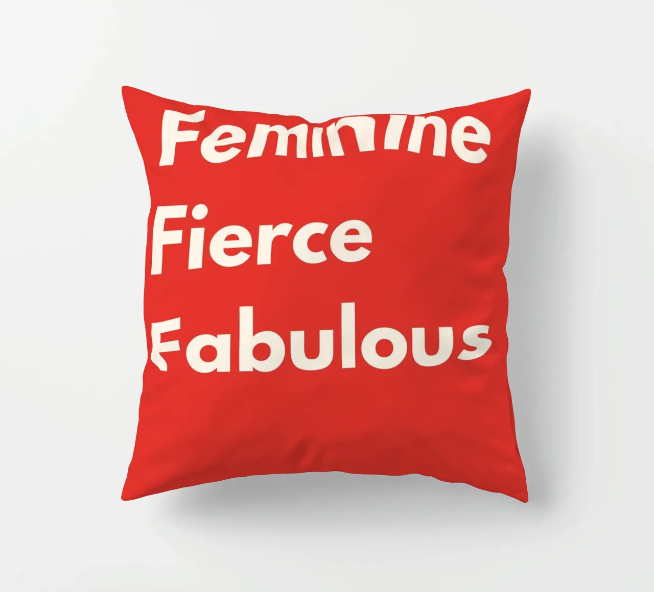 Feminine, Fierce, Fabulous – Red Art Print cuscino da PrintCessStudio