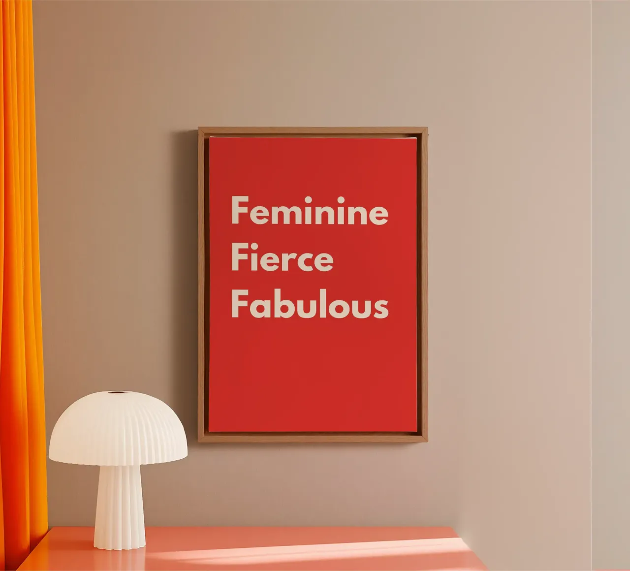 Feminine, Fierce, Fabulous – Red Art Print tela con Cornice a cassetta da PrintCessStudio