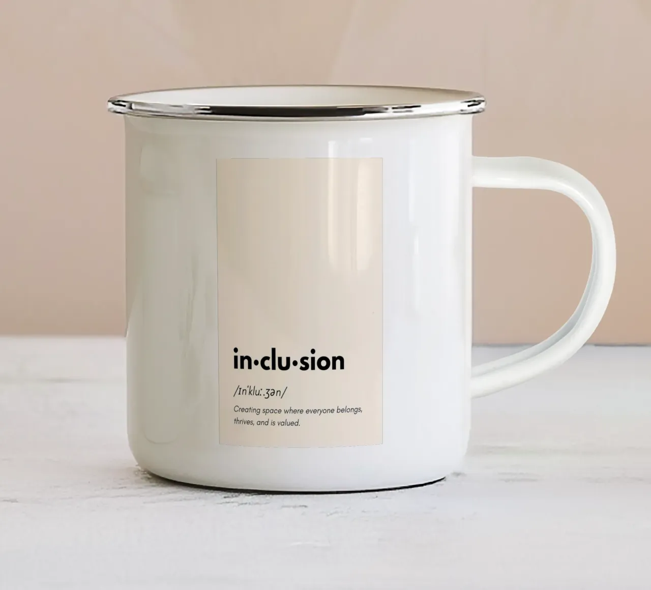 Inclusion: Together We Rise - Dictionary Design Art tazza in smalto da PrintCessStudio