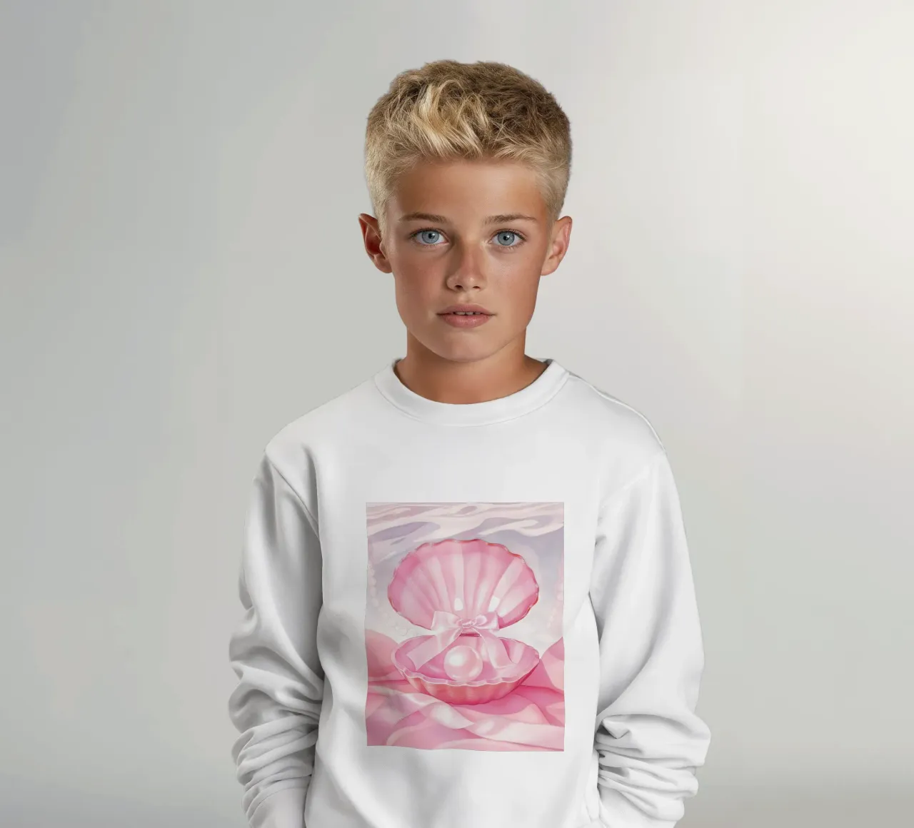 Fiocco rosa Conchiglie di mare Perla Retro Coquette francese Valentine felpa bambino da Gentle Echoes Art