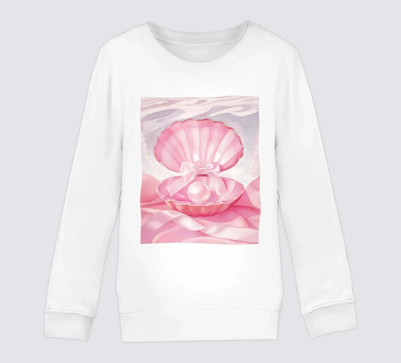 Fiocco rosa Conchiglie di mare Perla Retro Coquette francese Valentine felpa bambino da Gentle Echoes Art