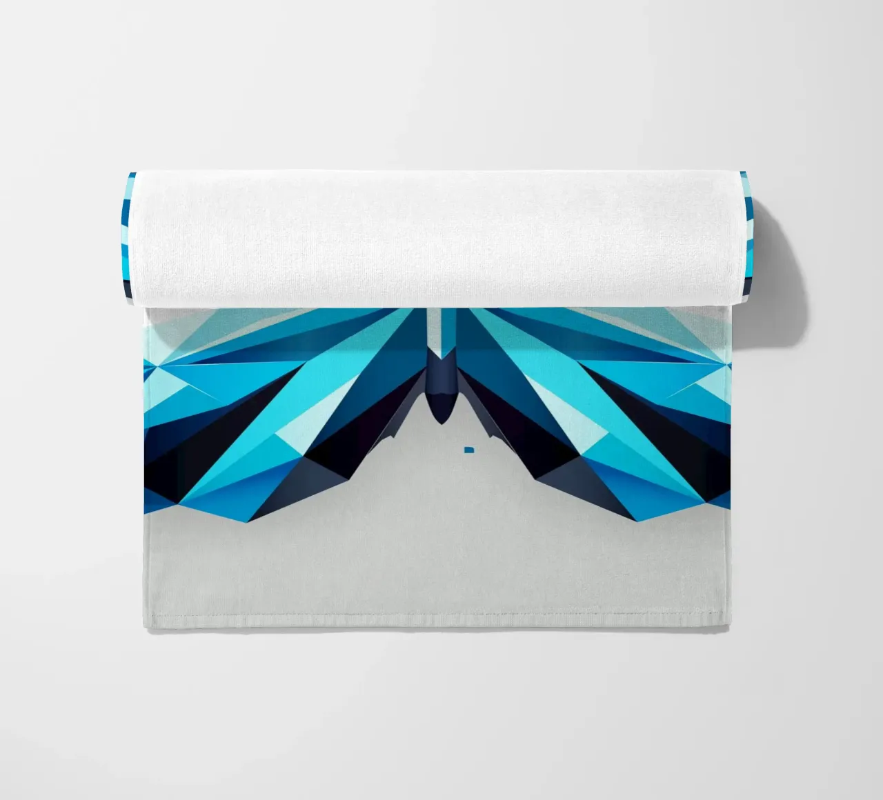 Geometric blue butterfly - Elegant natural art beach towel by namosh