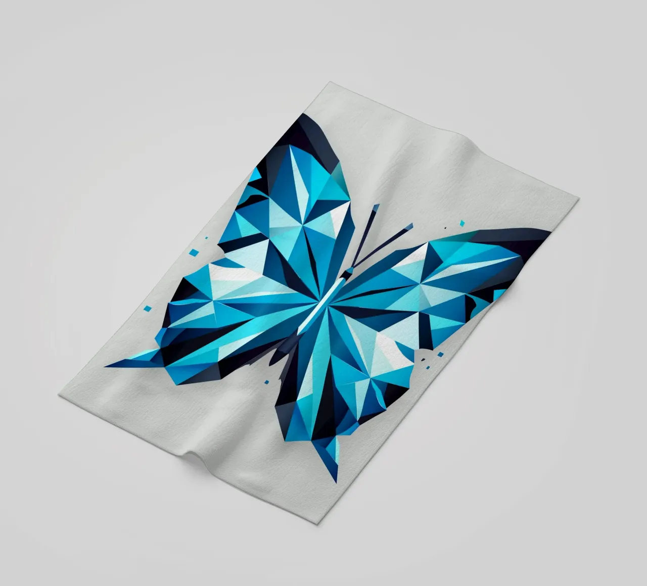 Geometric blue butterfly - Elegant natural art beach towel by namosh