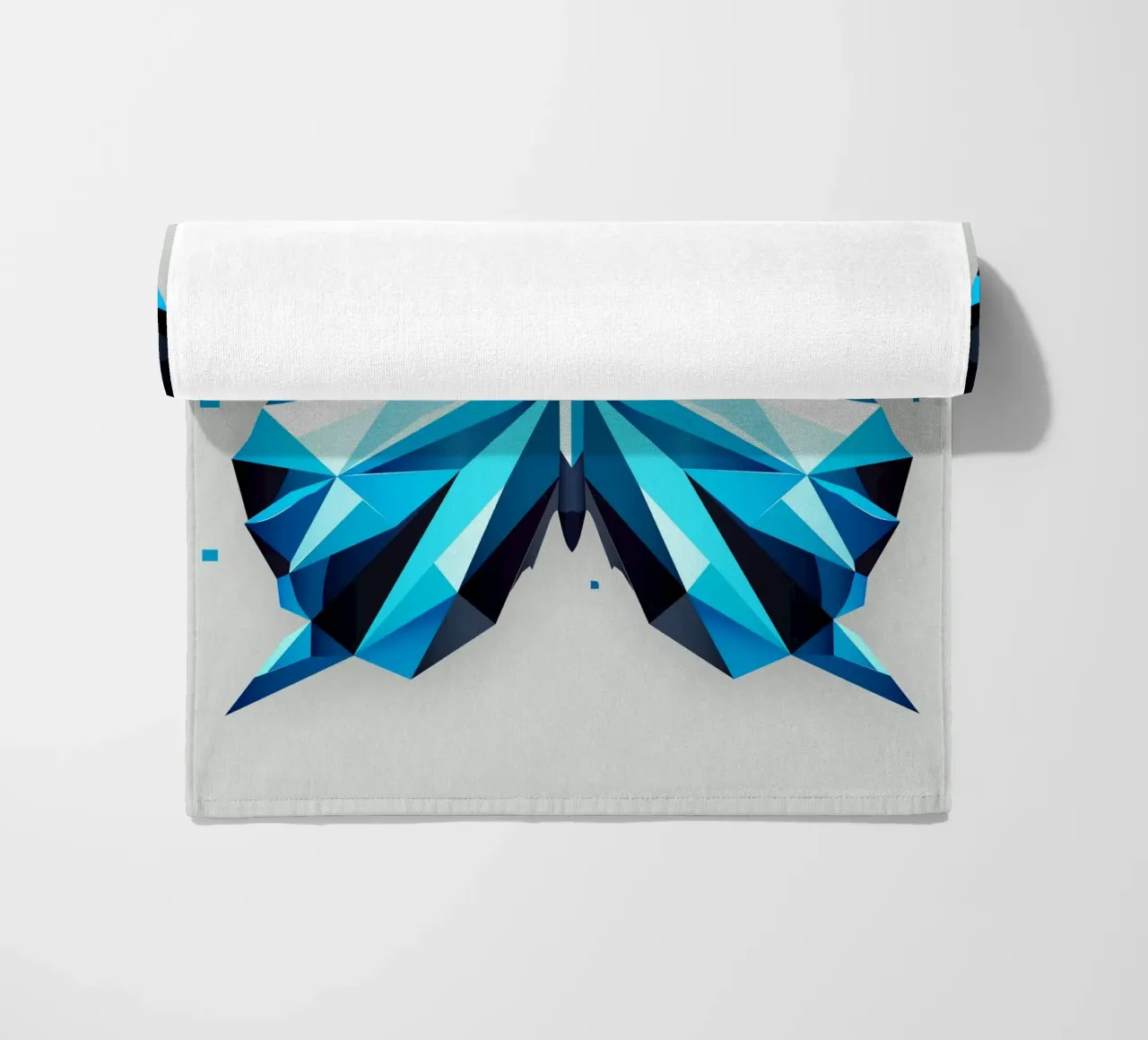 Geometric blue butterfly - Elegant natural art beach towel by namosh