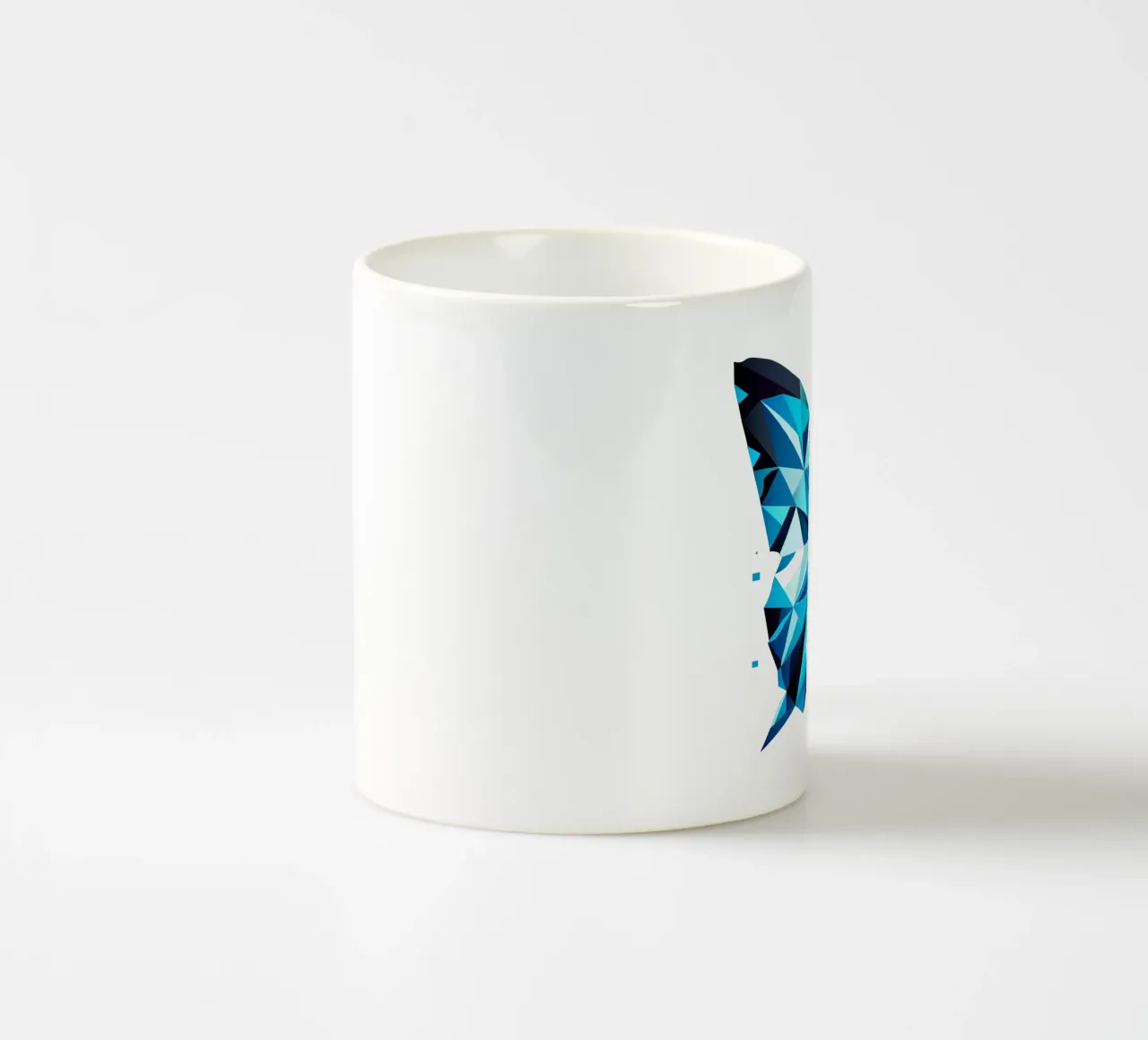 Geometric blue butterfly - Elegant natural art ceramic mug by namosh