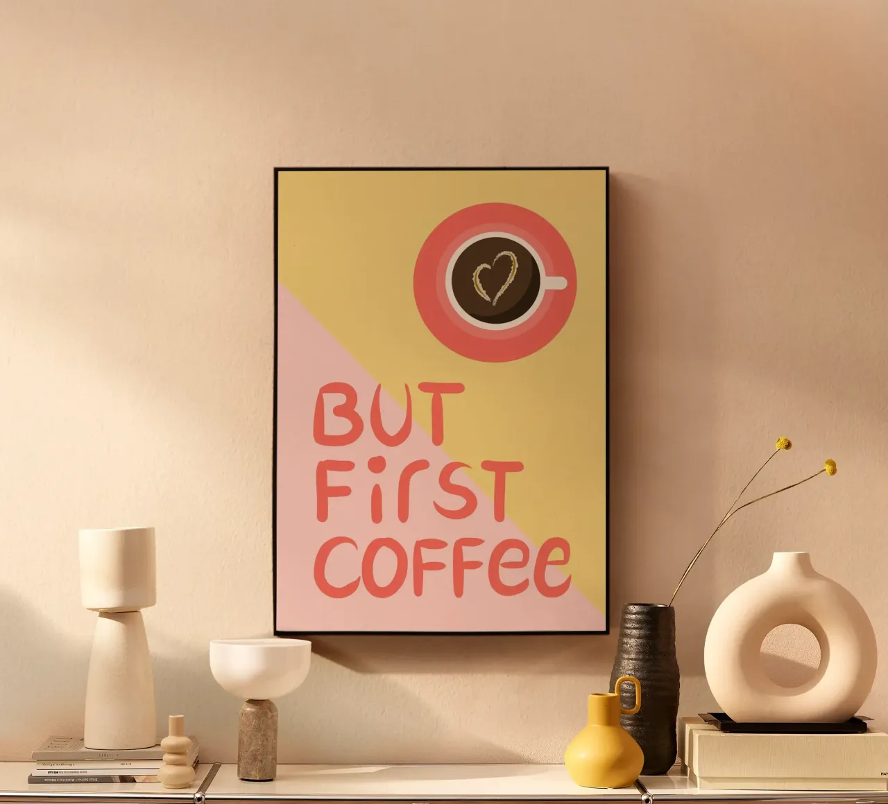 Ma prima il caffè - giallo/rosa - caffè, cucina plexiglass da keinkonzept