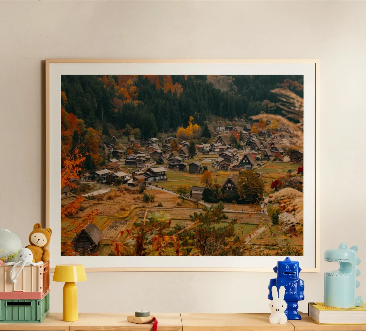 Japans boerendorp in de herfst - Shirakawa-go hahnemühle van Marcel Bisig
