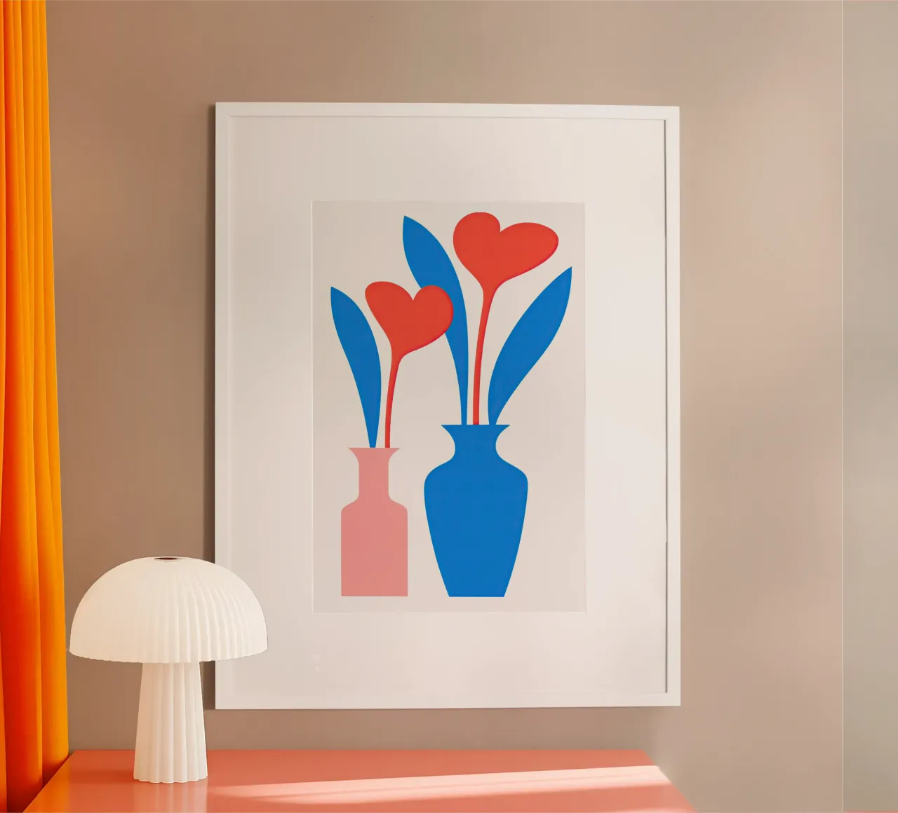 Natura morta con due fiori rossi a cuore poster da Autofocus