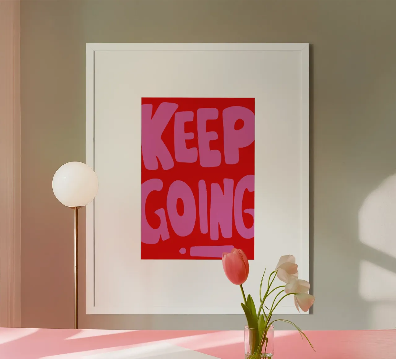 Continuate così! marcio/rosa poster con telaio in alluminio da keinkonzept