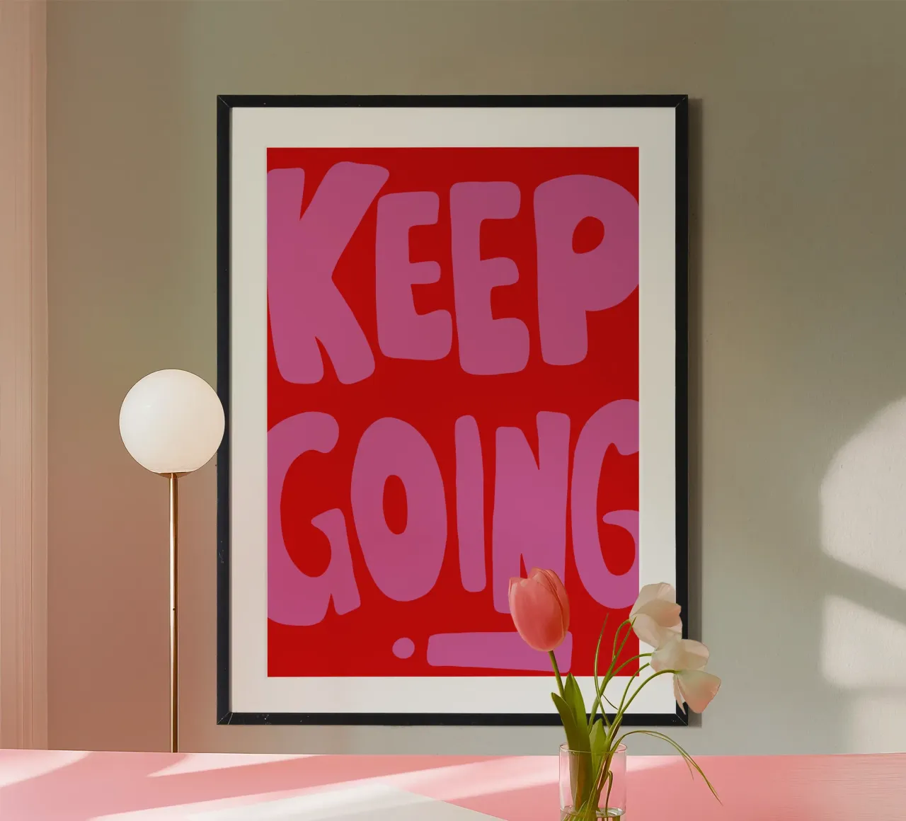 Continuate così! marcio/rosa poster con telaio in alluminio da keinkonzept