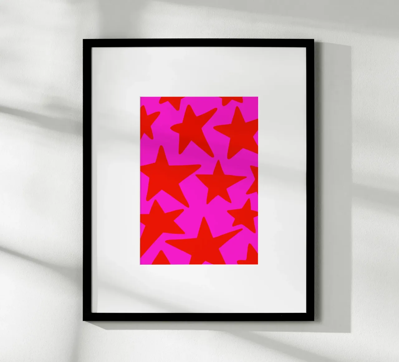 Stelle rosso/rosa poster con telaio in alluminio da keinkonzept
