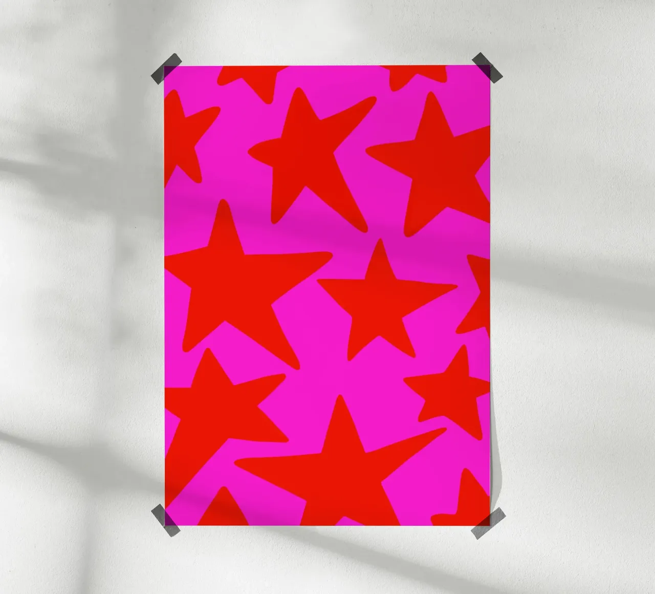 Stelle rosso/rosa poster con telaio in alluminio da keinkonzept