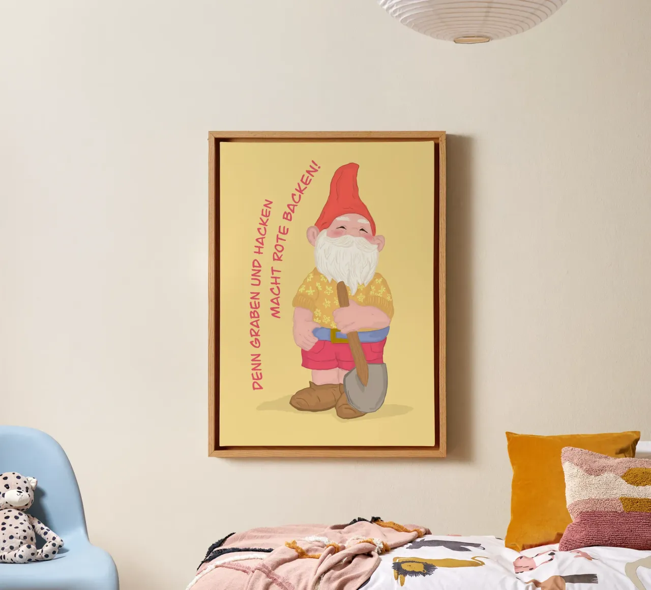 Tuinkabouter met motiverende slogan canvas met Baklijst van keinkonzept