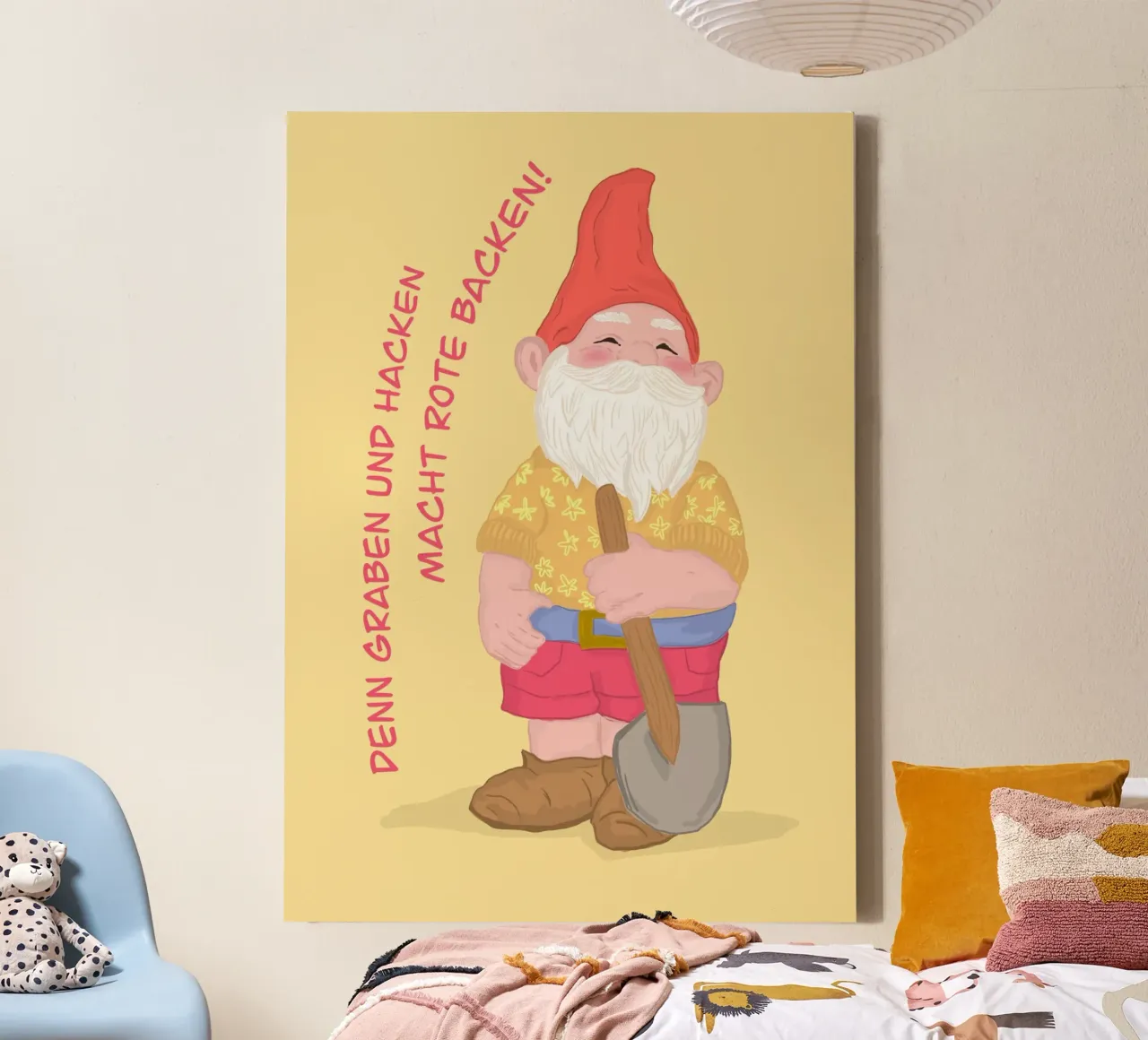Tuinkabouter met motiverende slogan canvas met Baklijst van keinkonzept