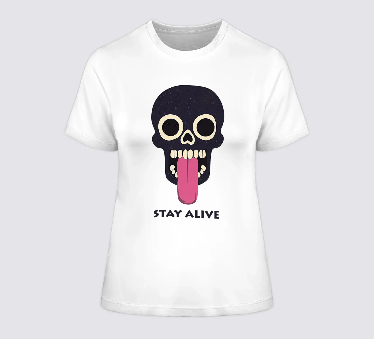 Stay Alive | Funny Skull Motivation (Transparent Edition) women's fitted t-shirt by Autofocus