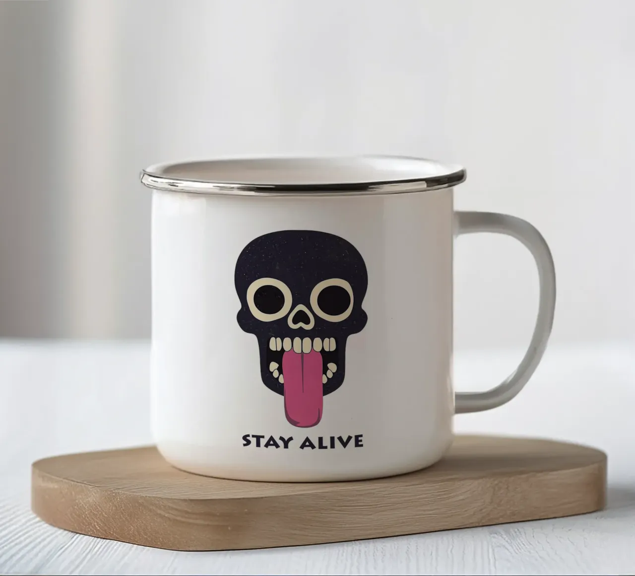 Stay Alive | Funny Skull Motivation (Transparent Edition) tazza in smalto da Autofocus
