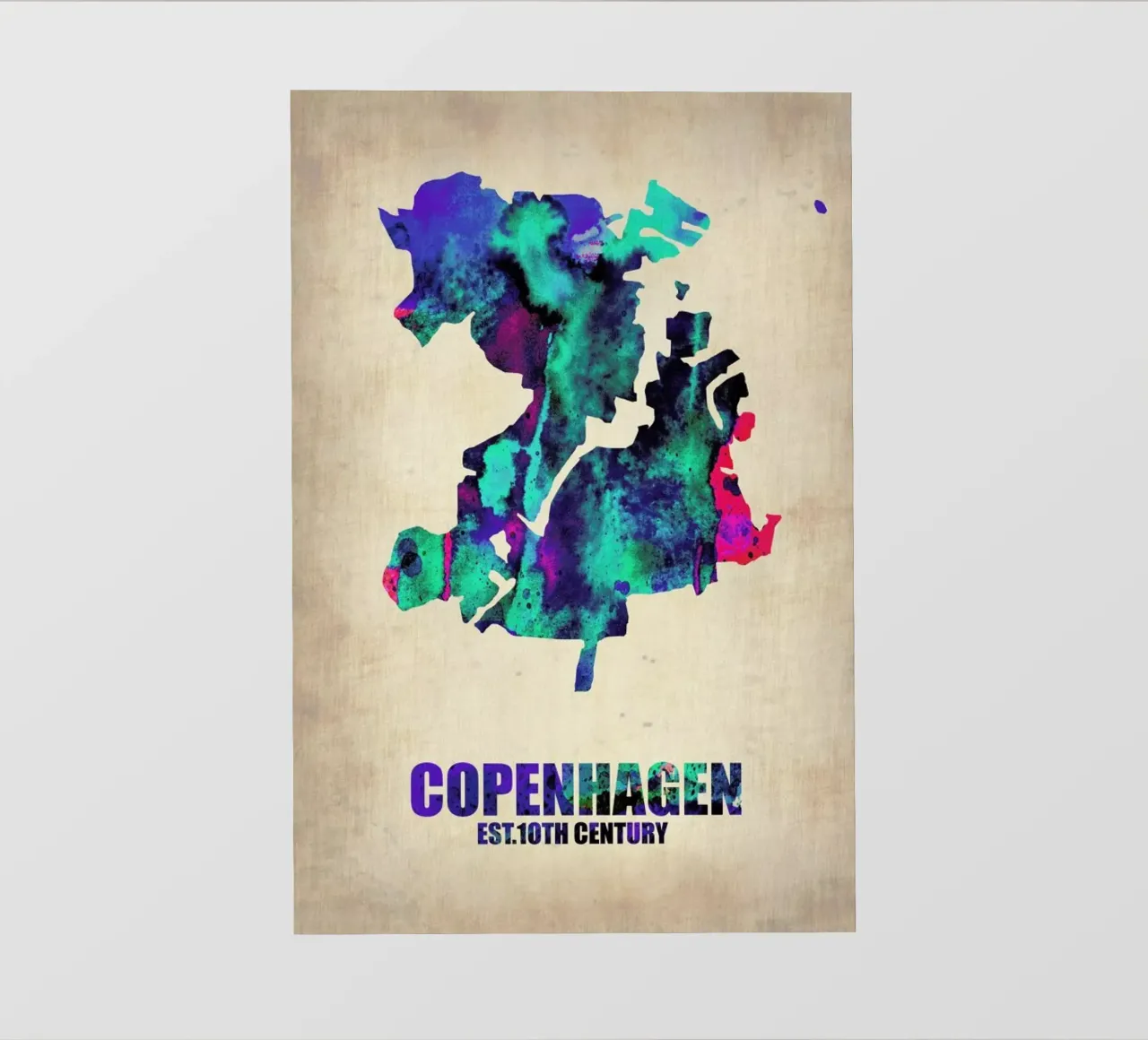 Copenhagen Watercolor Map telo in pvc da Naxart