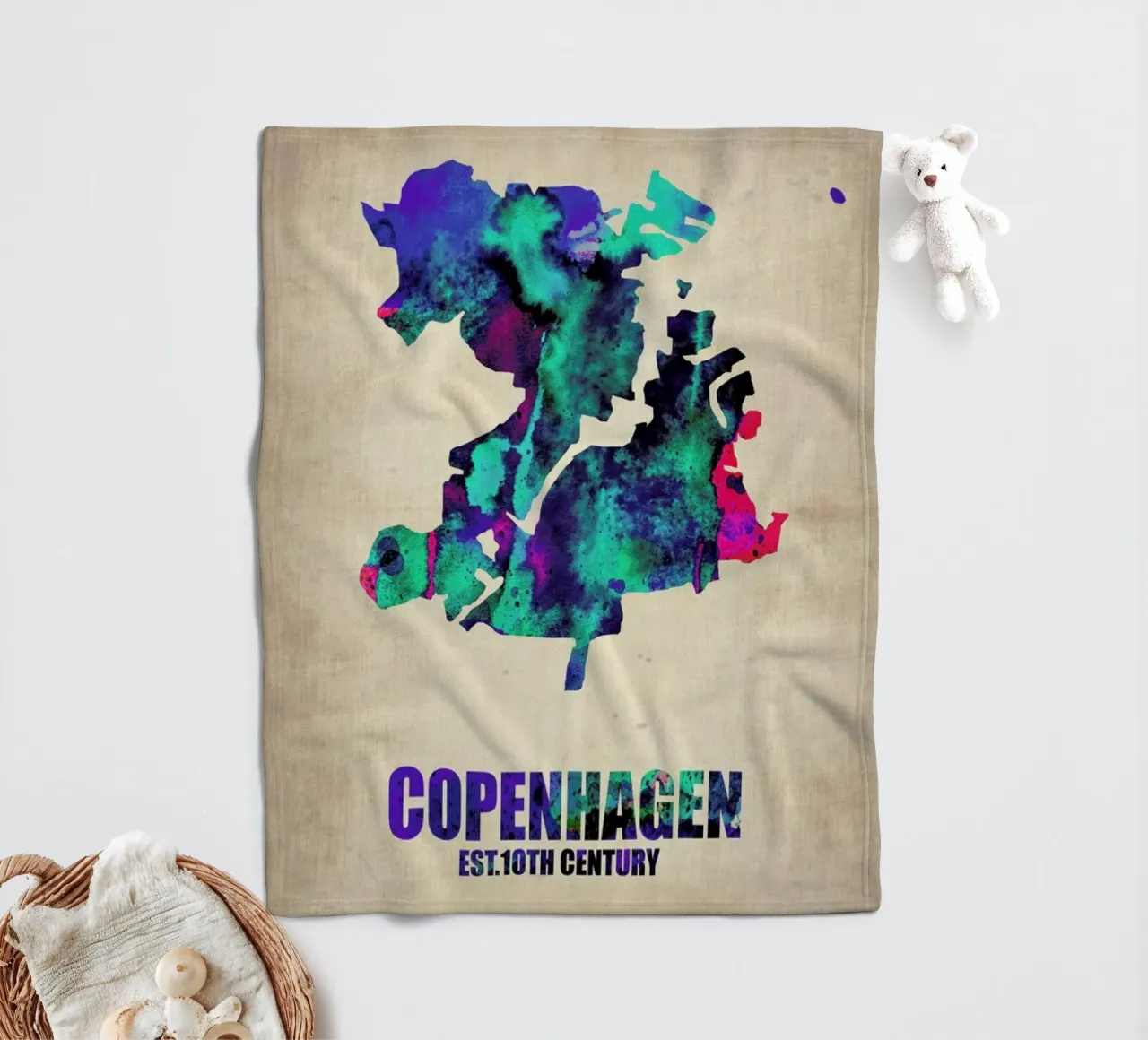 Copenhagen Watercolor Map coperta in pile da Naxart